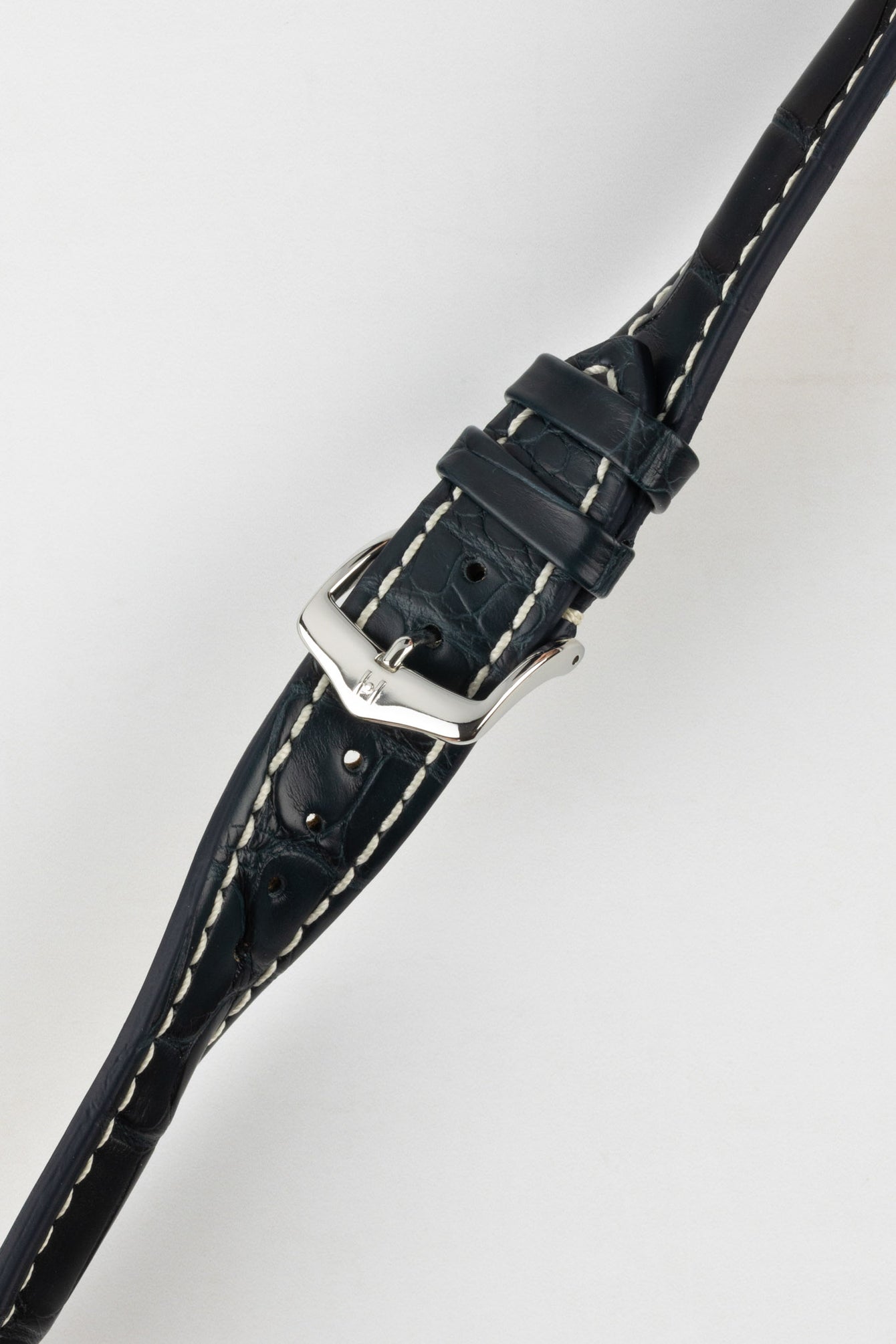 Hirsch CAPITANO Alligator Water-Resistant Padded Leather Watch Strap in BLUE