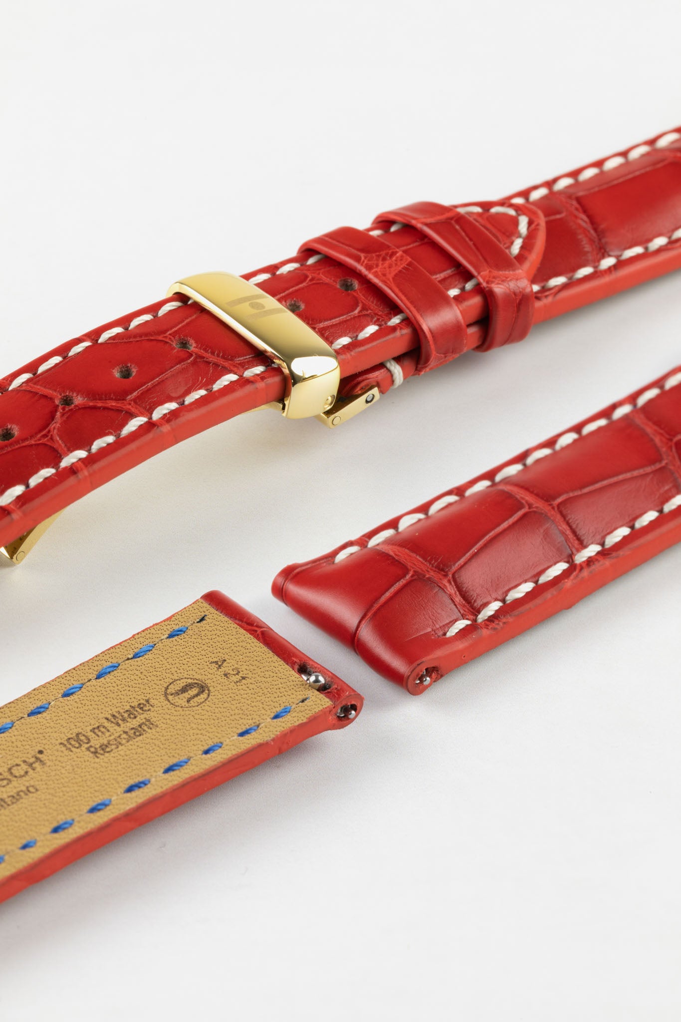 Red Alligator Strap Premium Hirsch Straps Watch Obsession UK