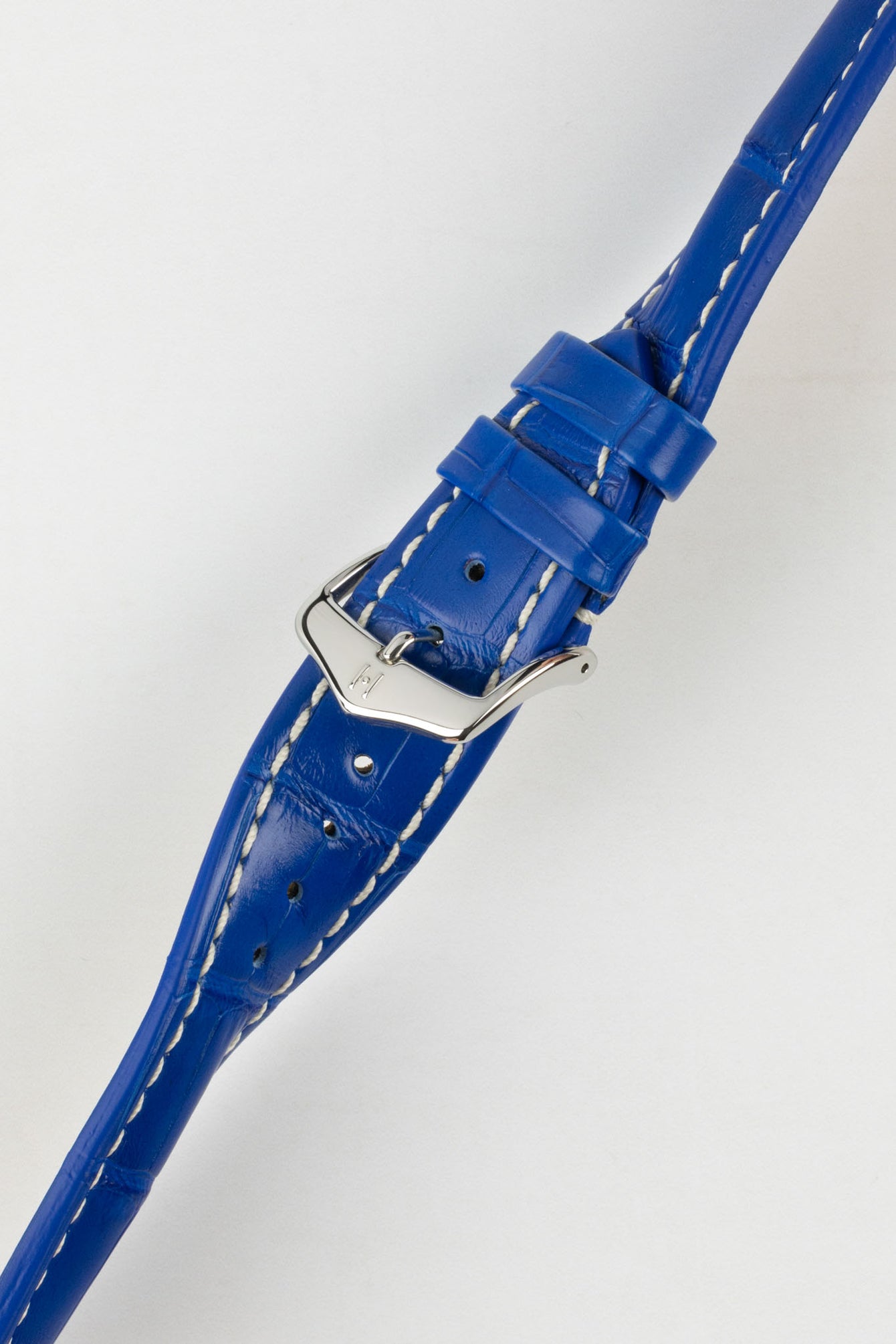 Hirsch CAPITANO Padded Alligator Leather Water-Resistant Watch Strap in ROYAL BLUE