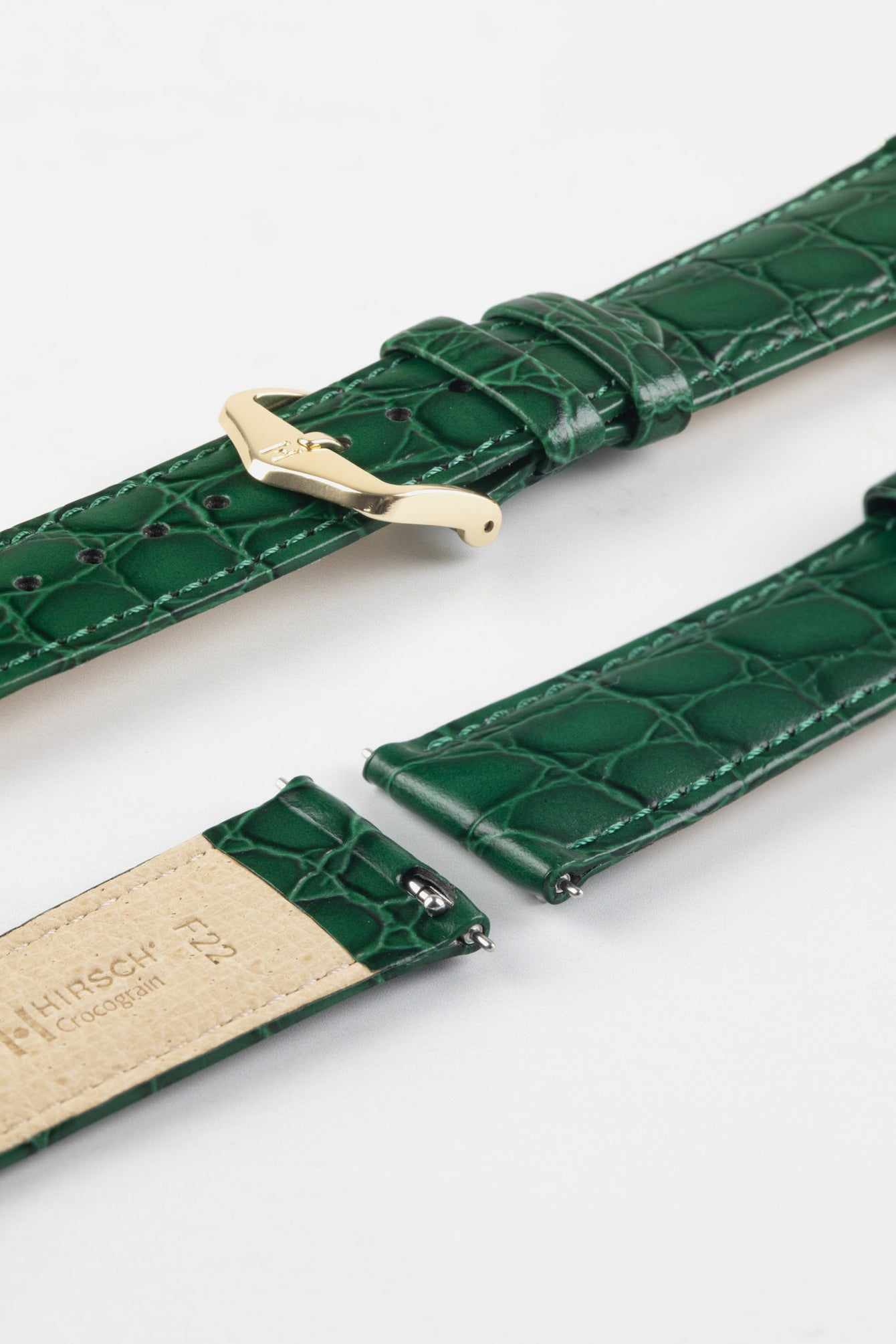 Hirsch CROCOGRAIN Green Crocodile Embossed Leather Watch Strap