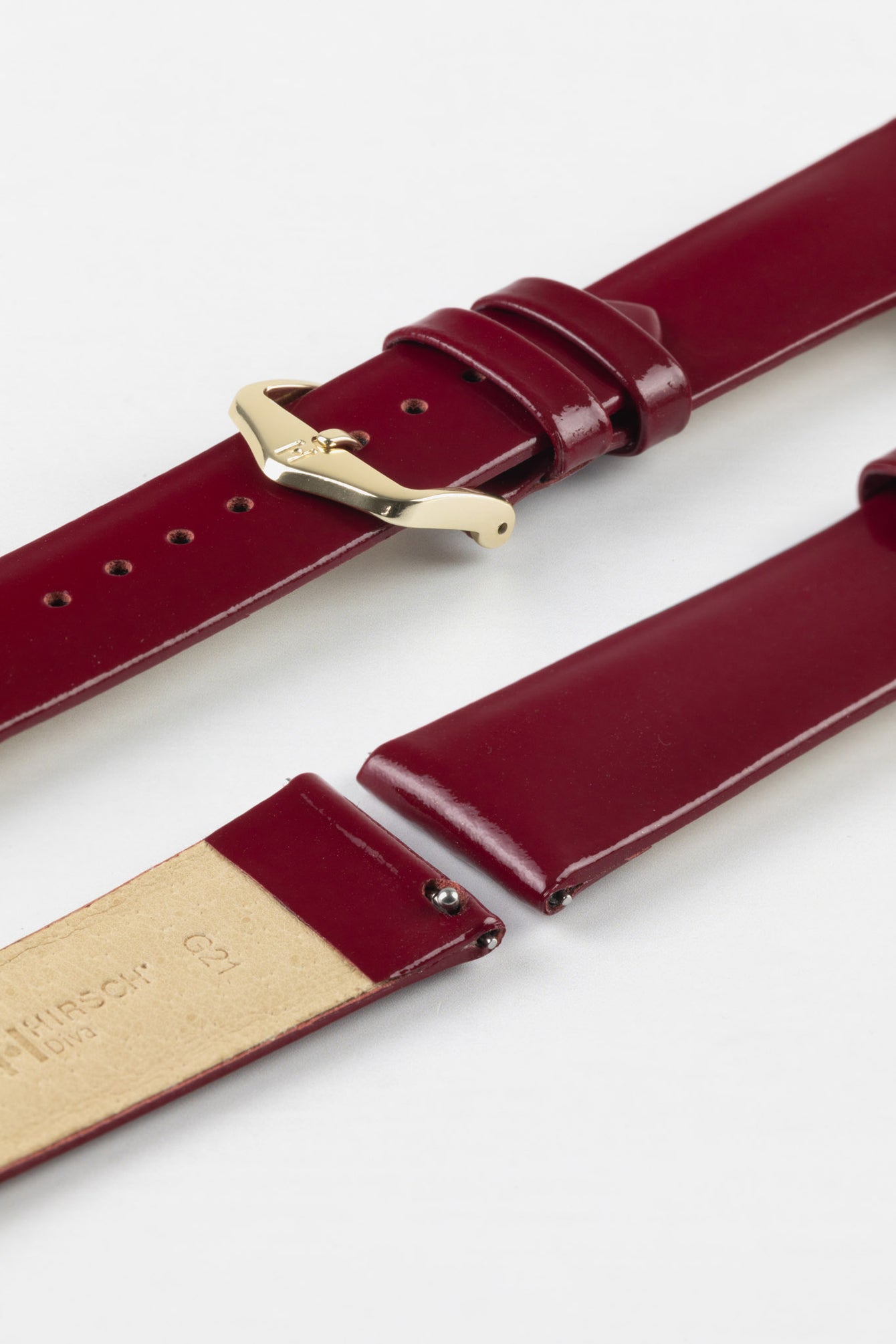 Hirsch DIVA Glossy Ladies Leather Watch Strap in MARSALA