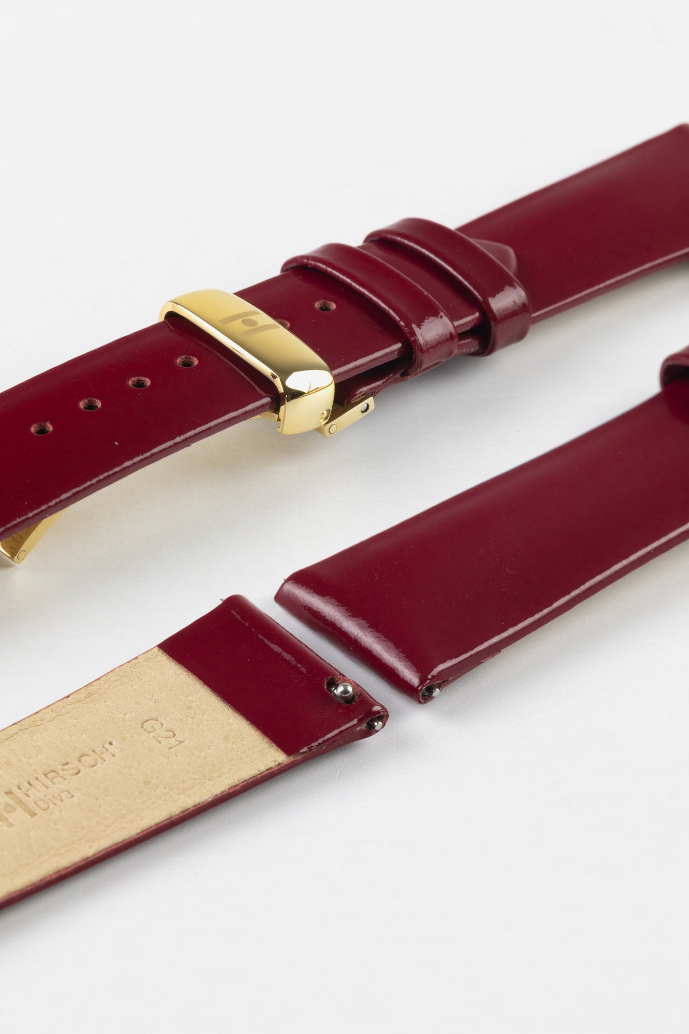 Hirsch DIVA Glossy Ladies Leather Watch Strap in MARSALA