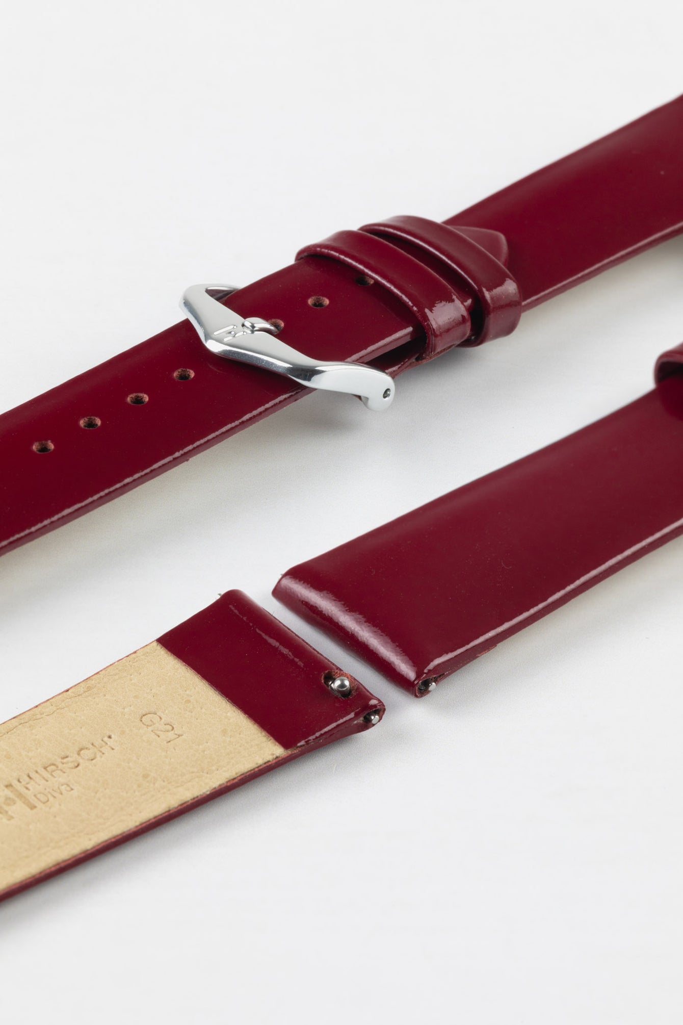 Hirsch DIVA Glossy Ladies Leather Watch Strap in MARSALA