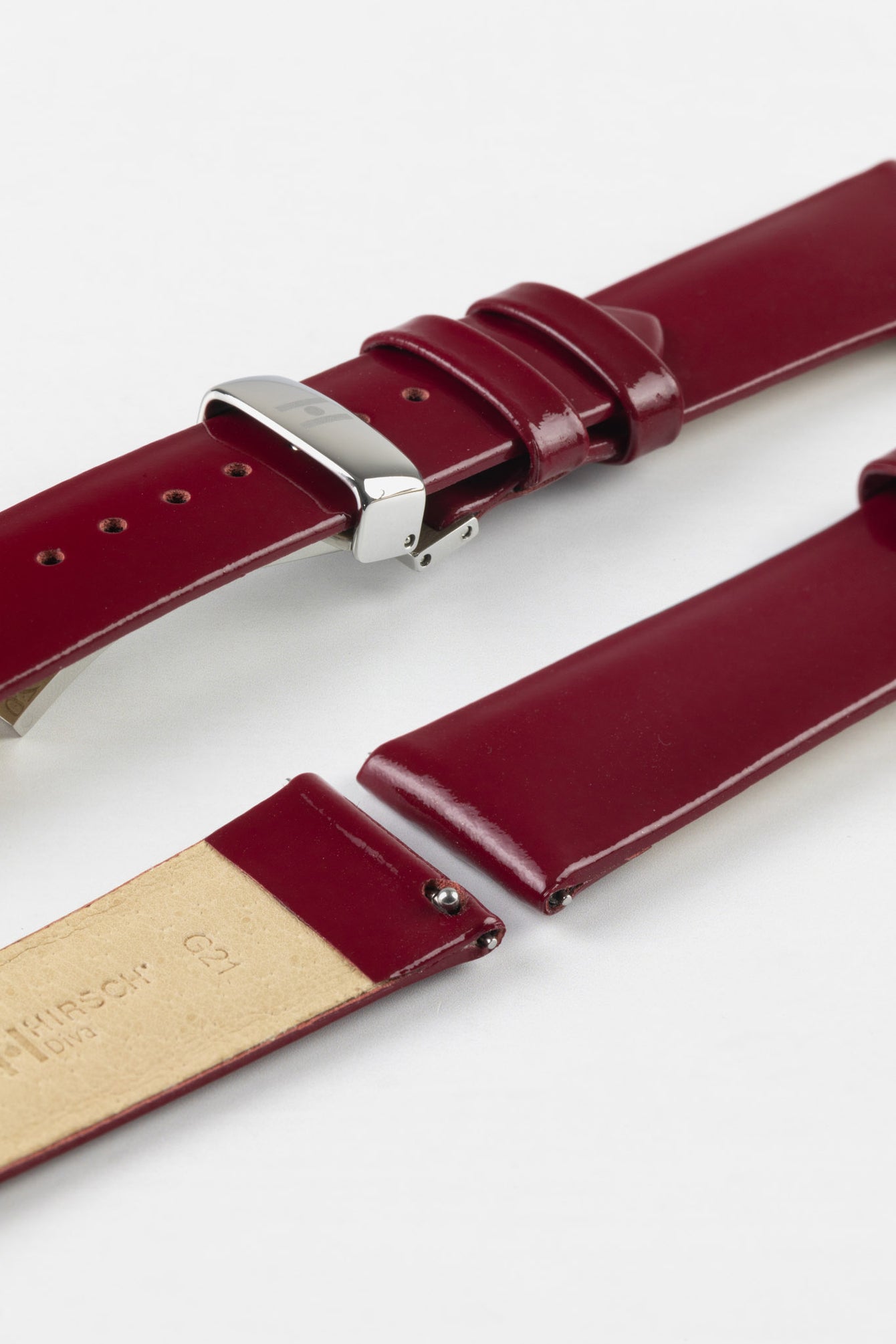 Hirsch DIVA Glossy Ladies Leather Watch Strap in MARSALA