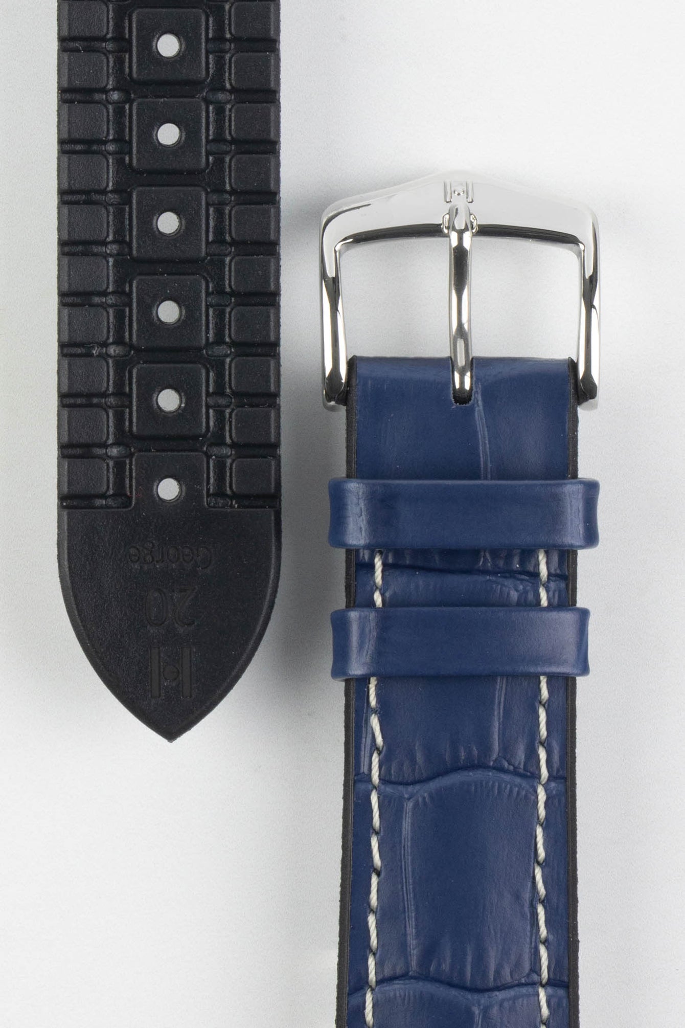 Hirsch GEORGE Alligator Embossed Performance Watch Strap in BLUE