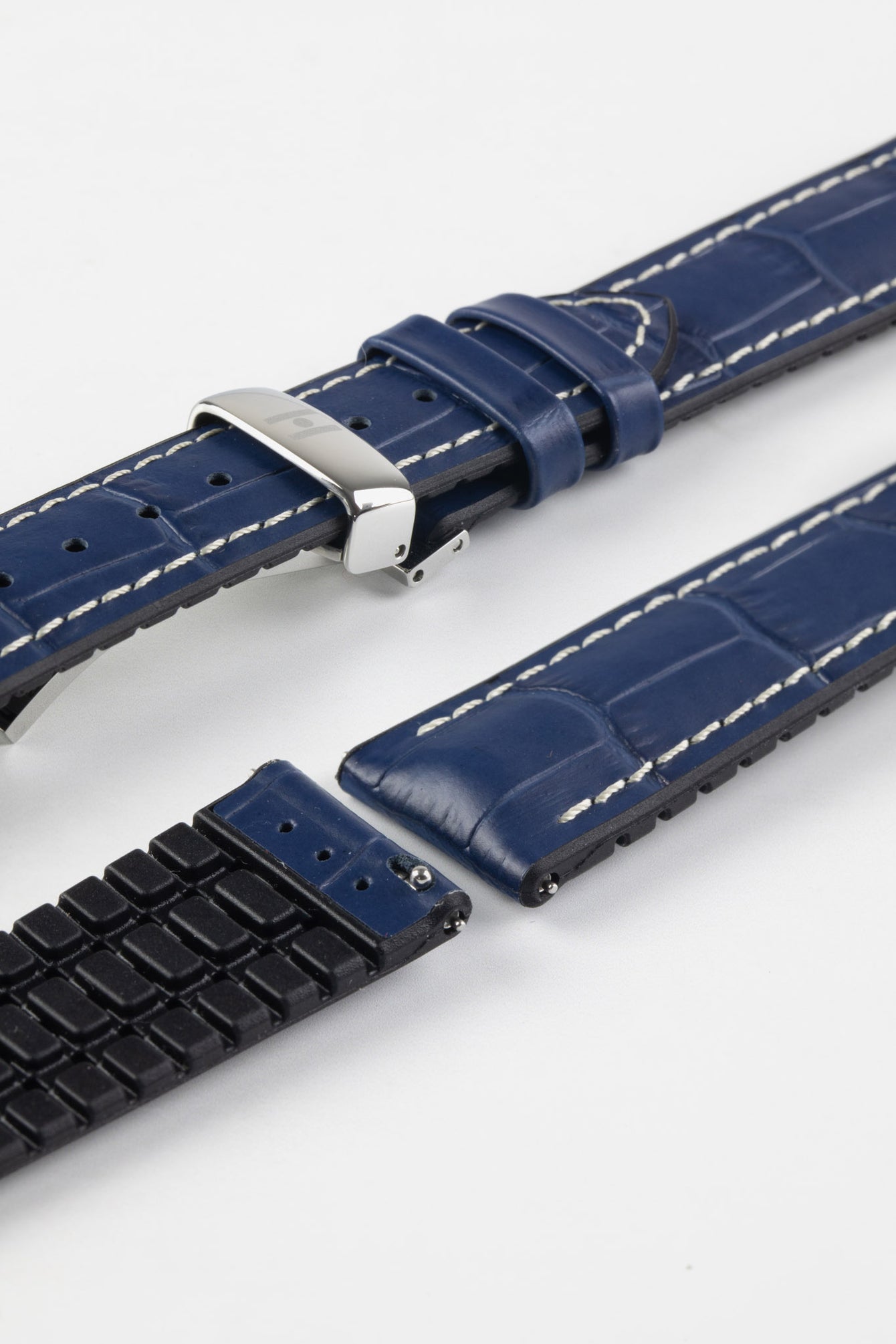 Hirsch GEORGE Alligator Embossed Performance Watch Strap in BLUE