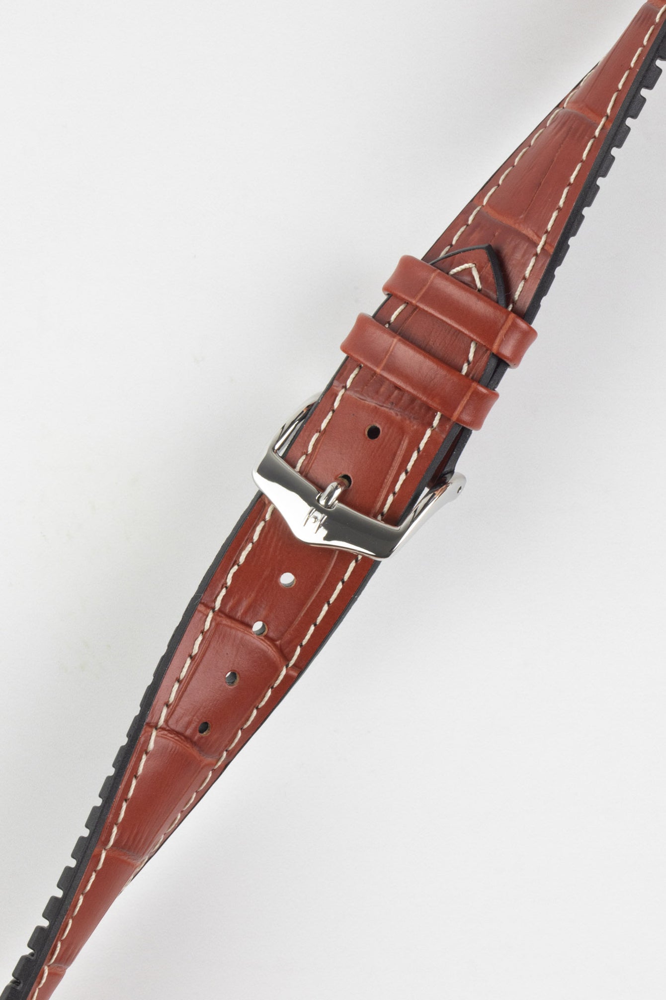 Hirsch GEORGE Alligator Embossed Performance Watch Strap in GOLD BROWN