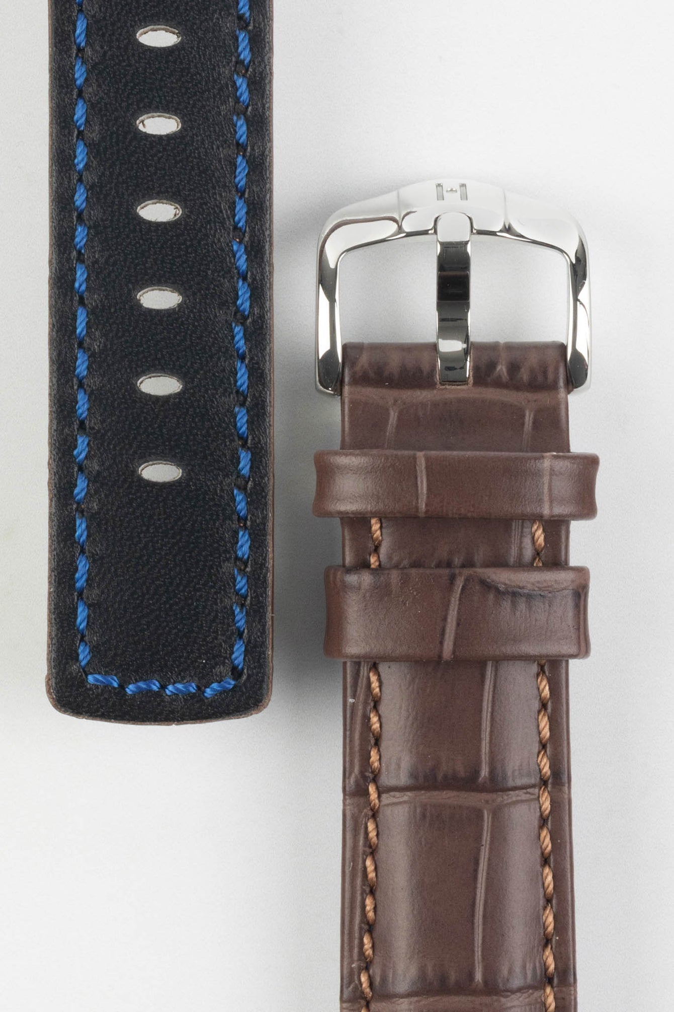 Hirsch GRAND DUKE Brown Water-Resistant Alligator Embossed Sport Watch Strap