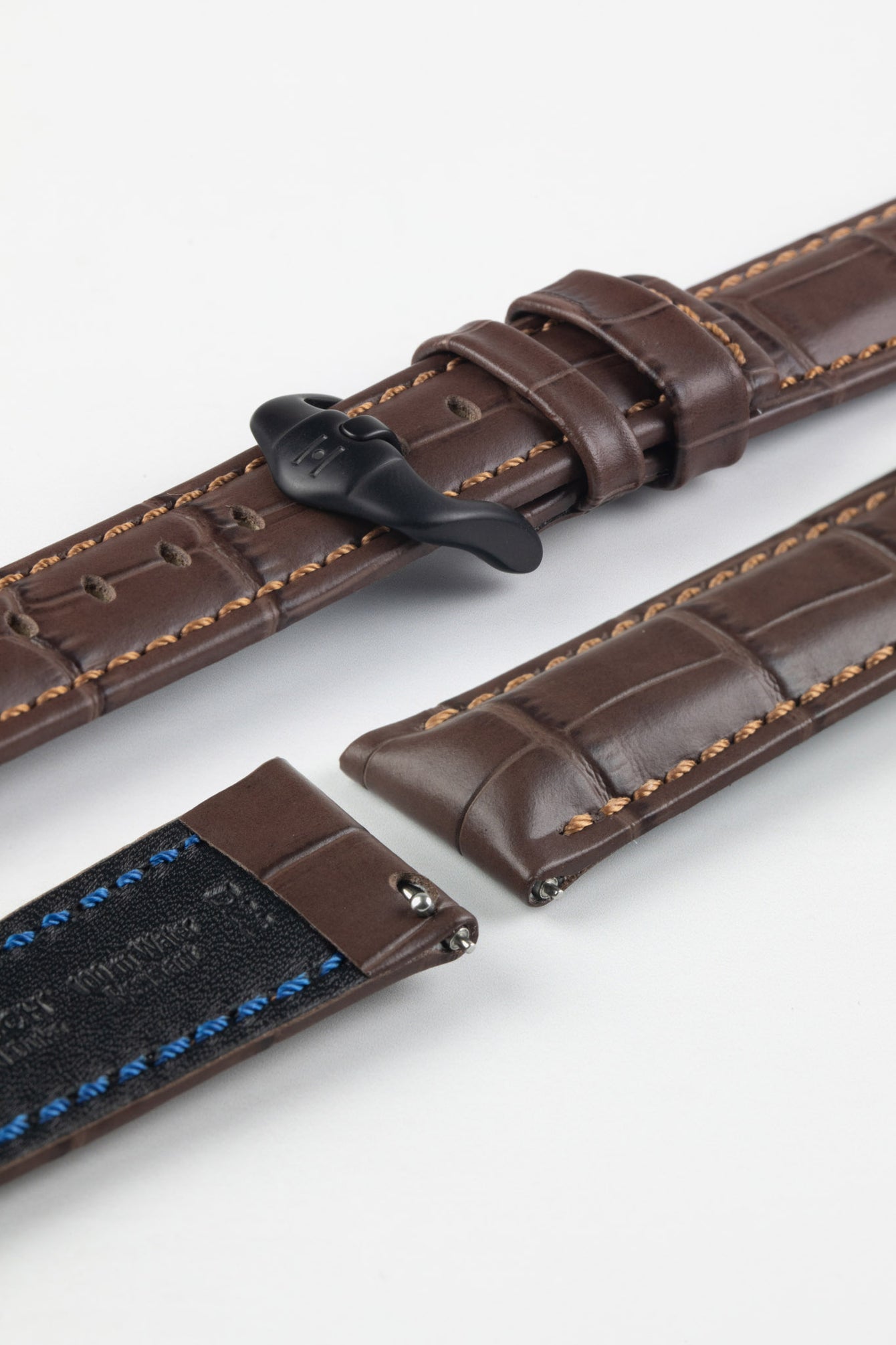 Hirsch GRAND DUKE Brown Water-Resistant Alligator Embossed Sport Watch Strap