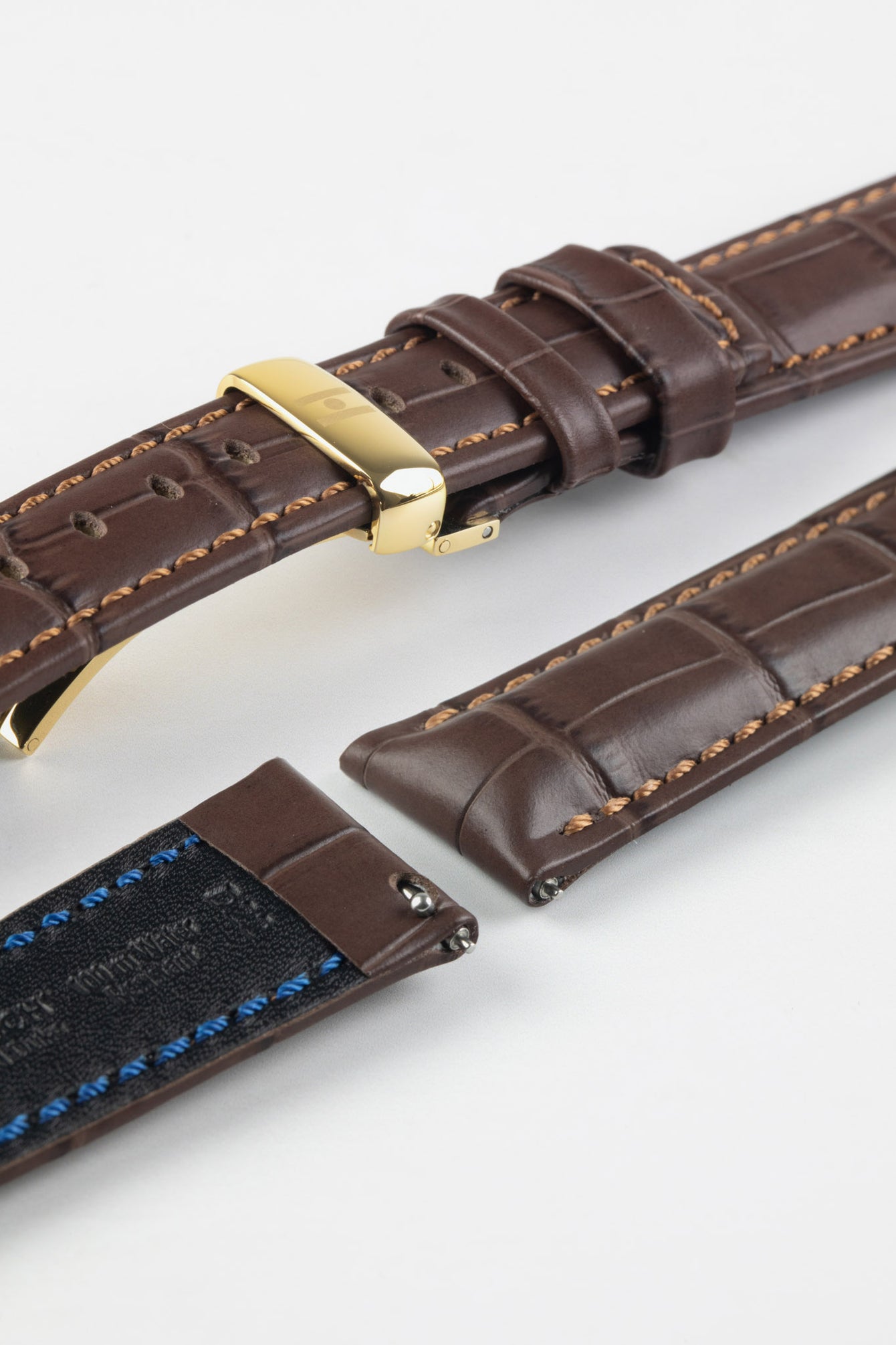 Hirsch GRAND DUKE Brown Water-Resistant Alligator Embossed Sport Watch Strap