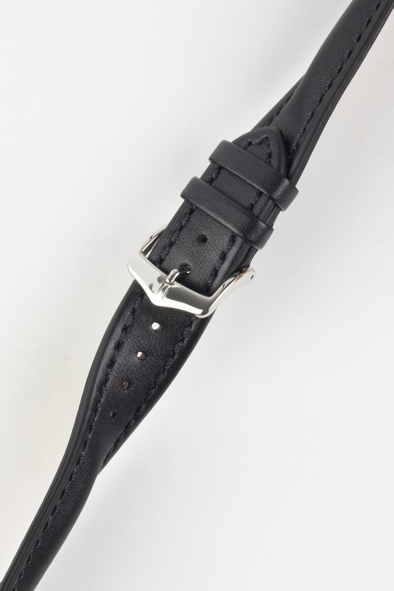 Hirsch HEAVY CALF Water-Resistant Calf Leather Watch Strap in BLACK/BLACK