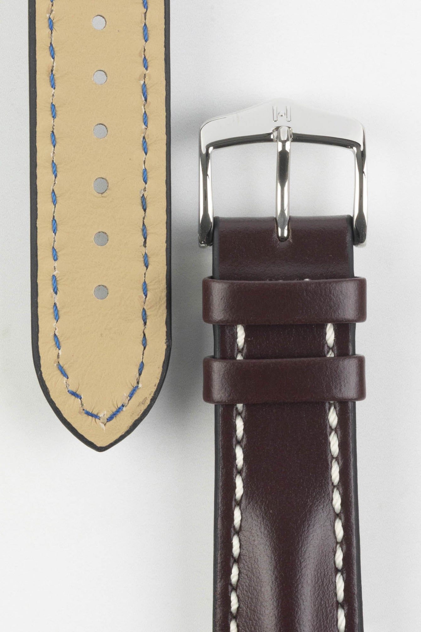 Hirsch HEAVY CALF Water-Resistant Calf Leather Watch Strap in BROWN