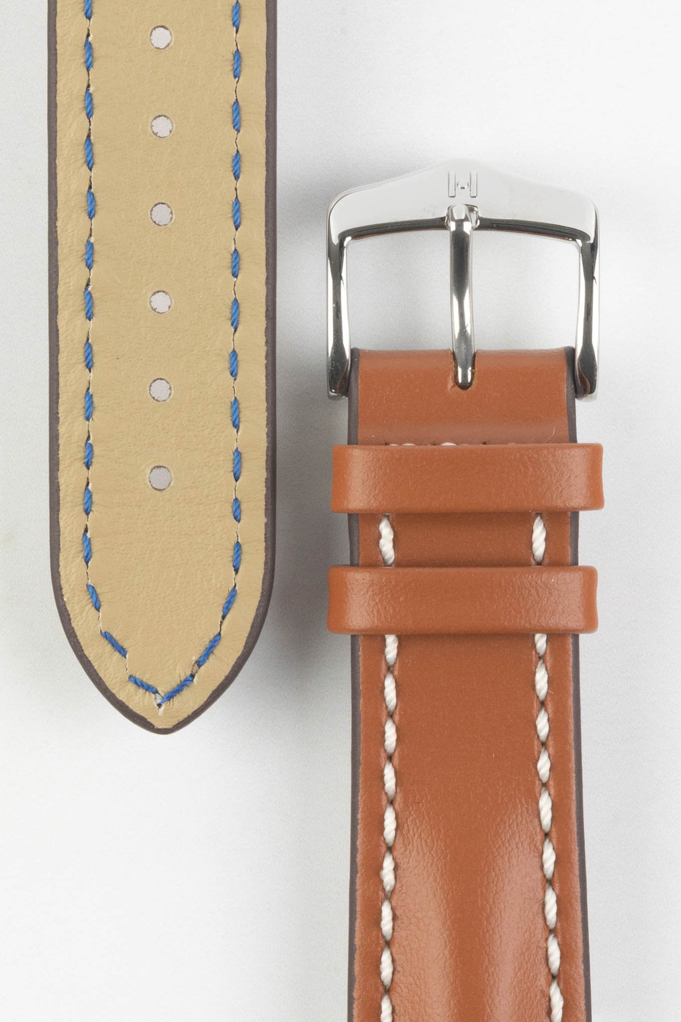 Hirsch Heavy Calf Leather Watch Strap Water-Resistant in GOLD BROWN