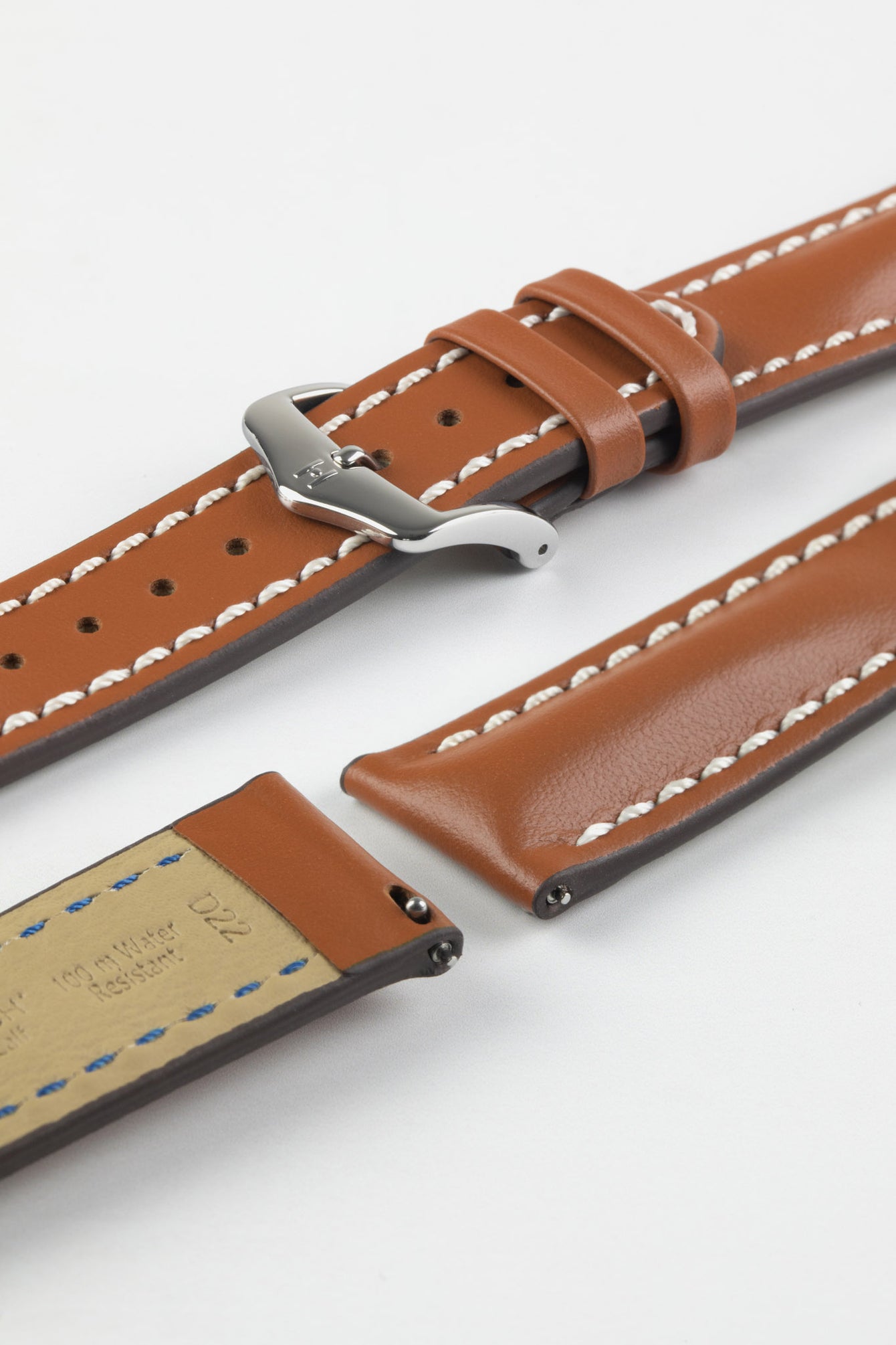 Hirsch Heavy Calf Leather Watch Strap Water-Resistant in GOLD BROWN