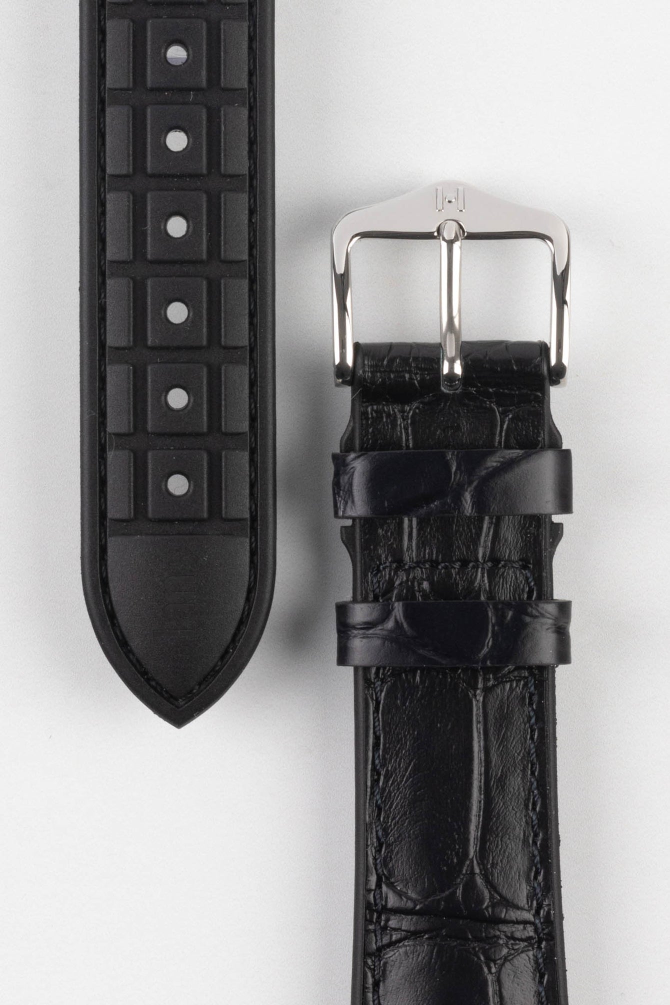 Hirsch IAN Louisiana Alligator Hide Performance Watch Strap in BLACK