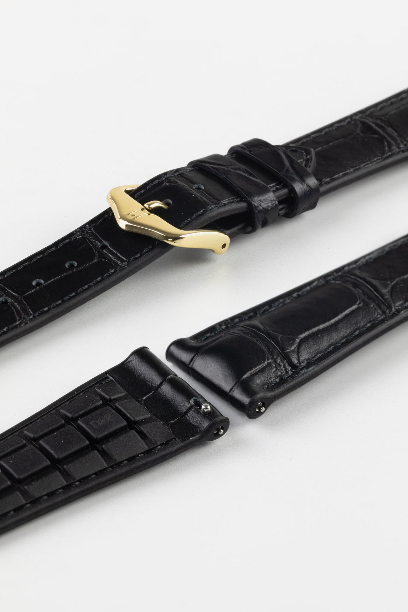 Hirsch IAN Louisiana Alligator Hide Performance Watch Strap in BLACK