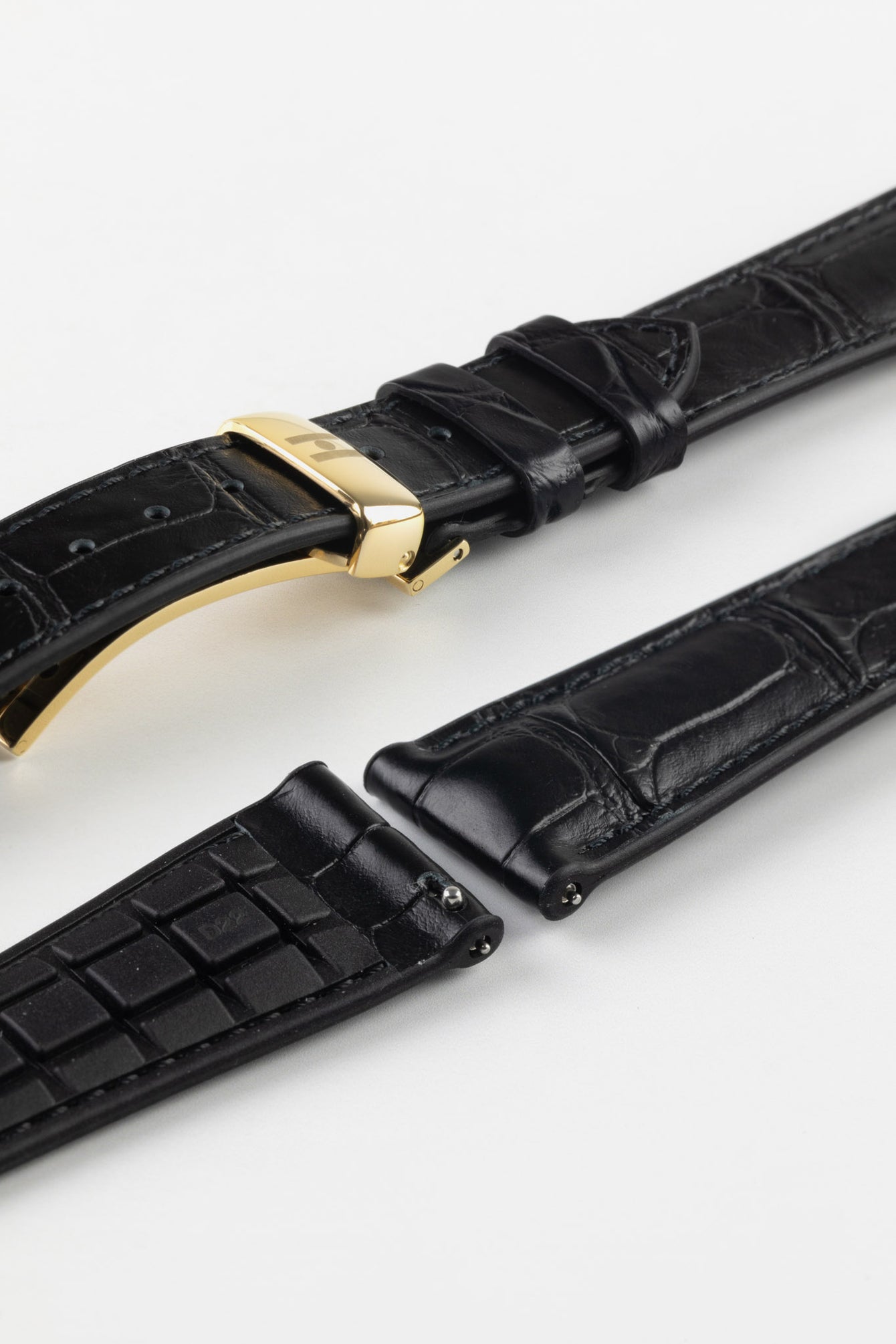 Hirsch IAN Louisiana Alligator Hide Performance Watch Strap in BLACK