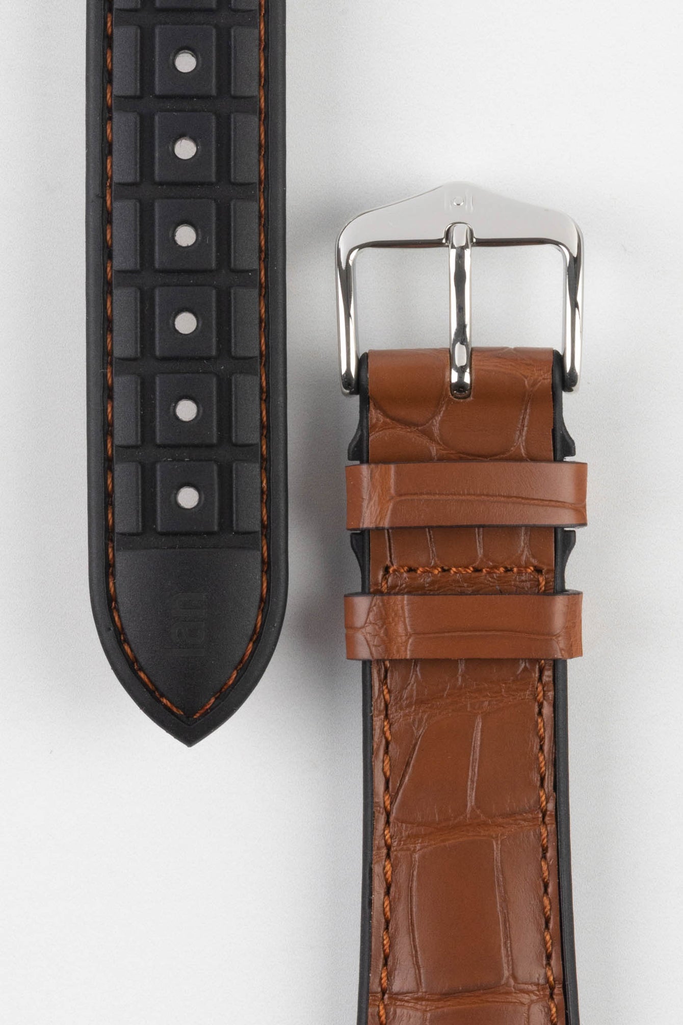 Hirsch IAN Louisiana Alligator Hide Performance Watch Strap in GOLD BROWN