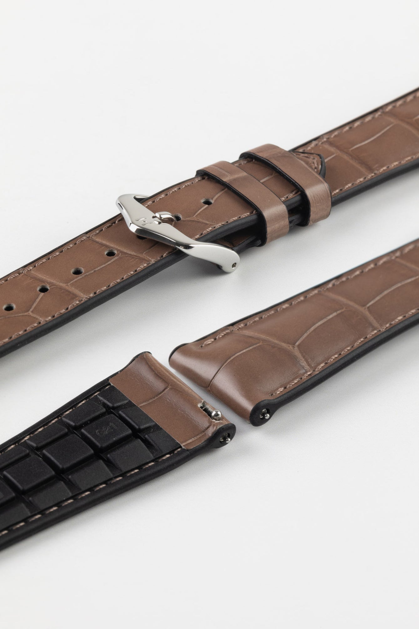 Hirsch IAN Louisiana Alligator Hide Performance Watch Strap in WARM GREY