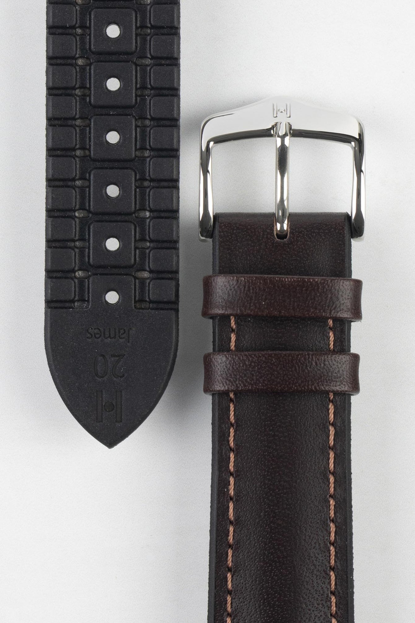 Hirsch JAMES Calf Leather Performance Watch Strap in BROWN