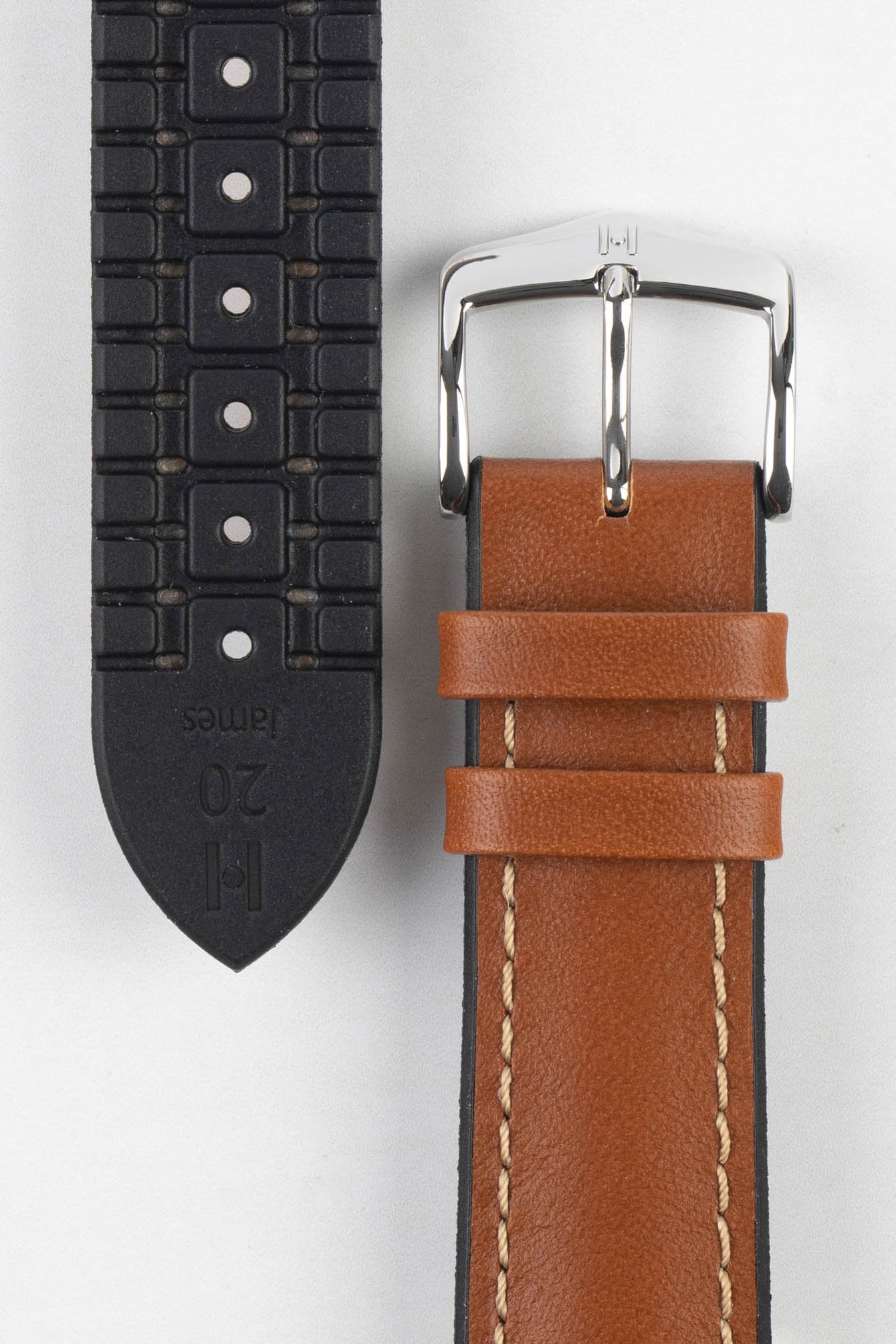 Hirsch JAMES Calf Leather Performance Watch Strap in GOLD BROWN