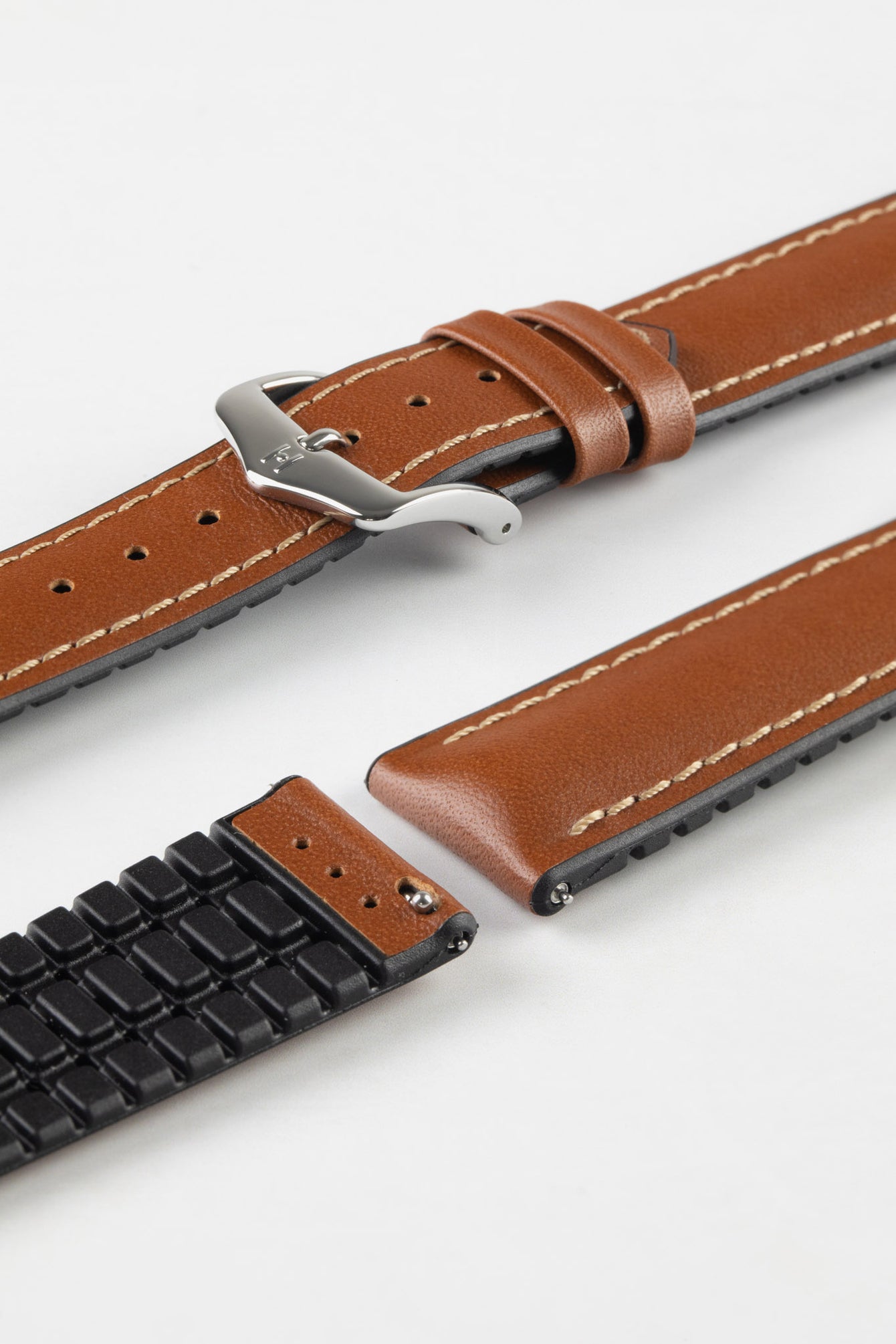 Hirsch JAMES Calf Leather Performance Watch Strap in GOLD BROWN