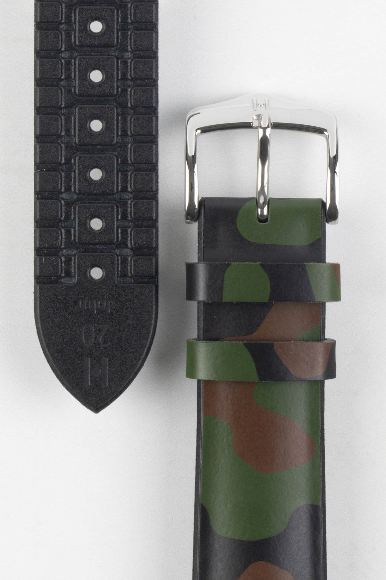 Hirsch JOHN Natural Rubber Green Camo Performance Watch Strap