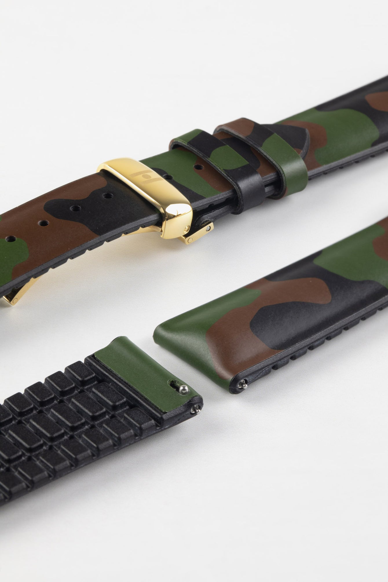 Hirsch JOHN Natural Rubber Green Camo Performance Watch Strap