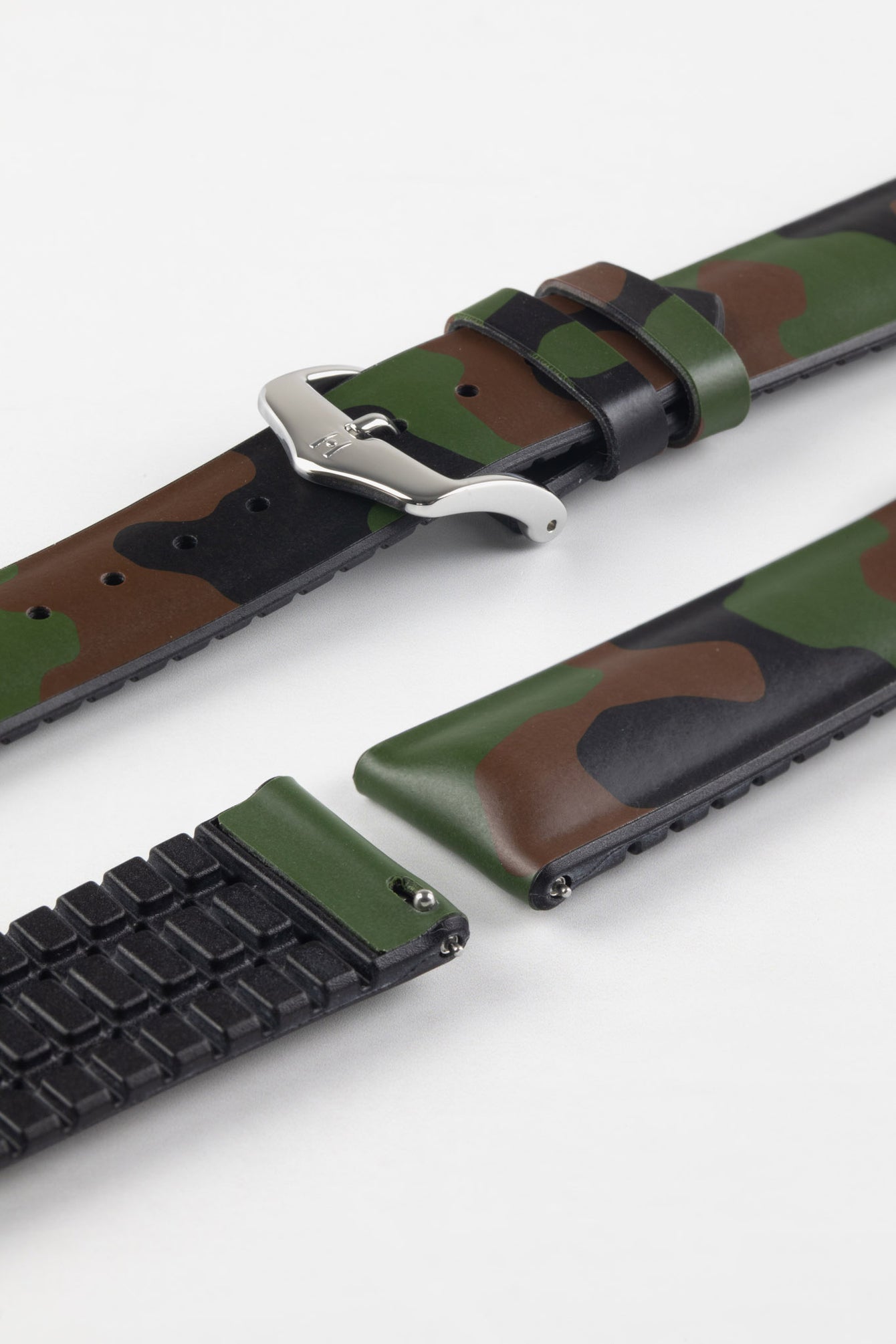 Hirsch JOHN Natural Rubber Green Camo Performance Watch Strap