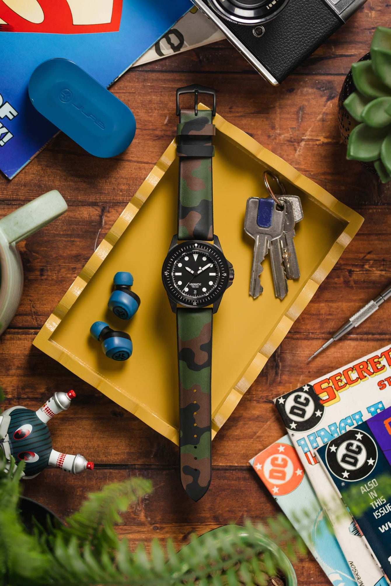 Hirsch JOHN Natural Rubber Green Camo Performance Watch Strap