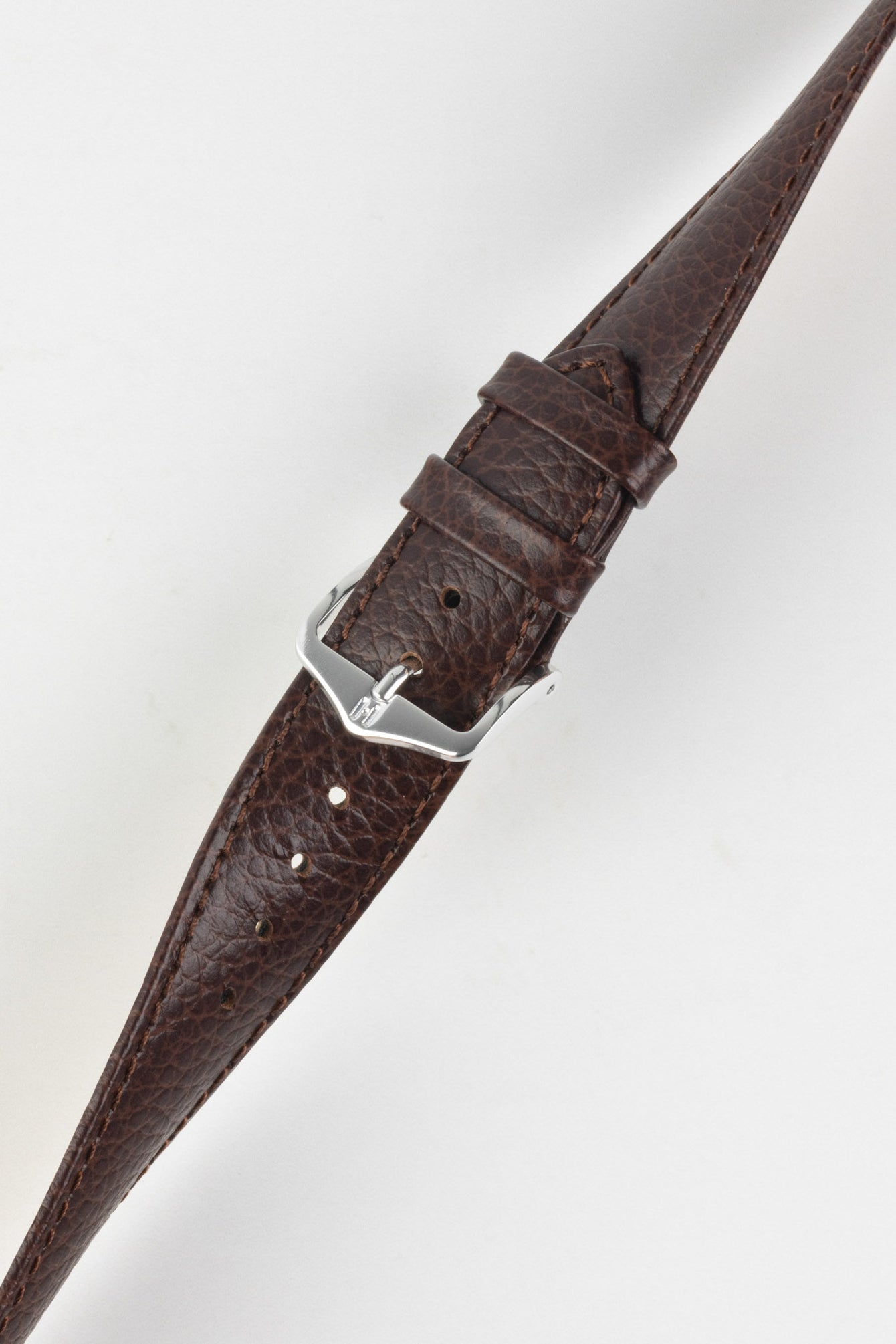 Hirsch KANSAS Buffalo-Embossed Calf Leather Watch Strap in BROWN