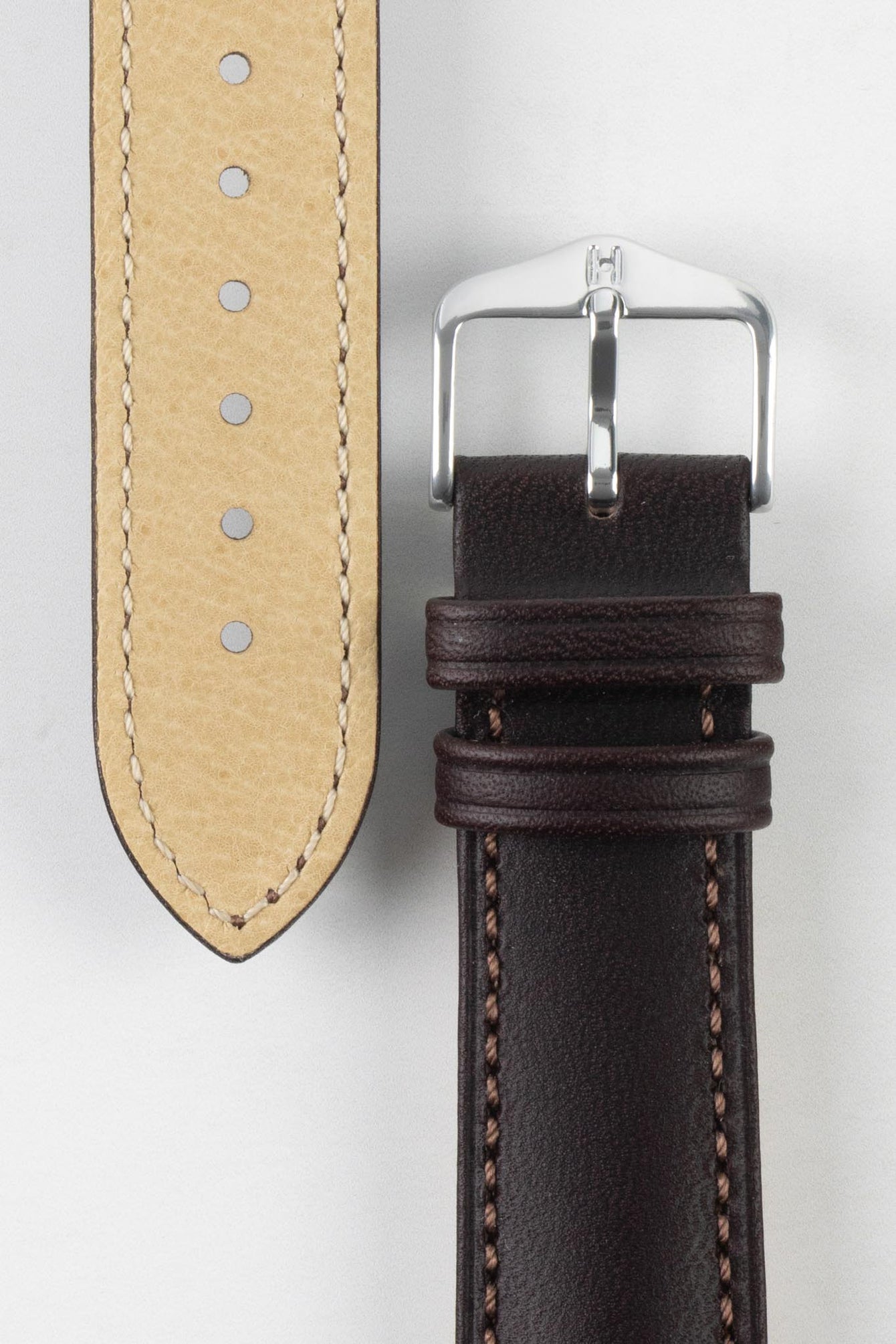 Hirsch KENT Textured Natural Leather Watch Strap in BROWN