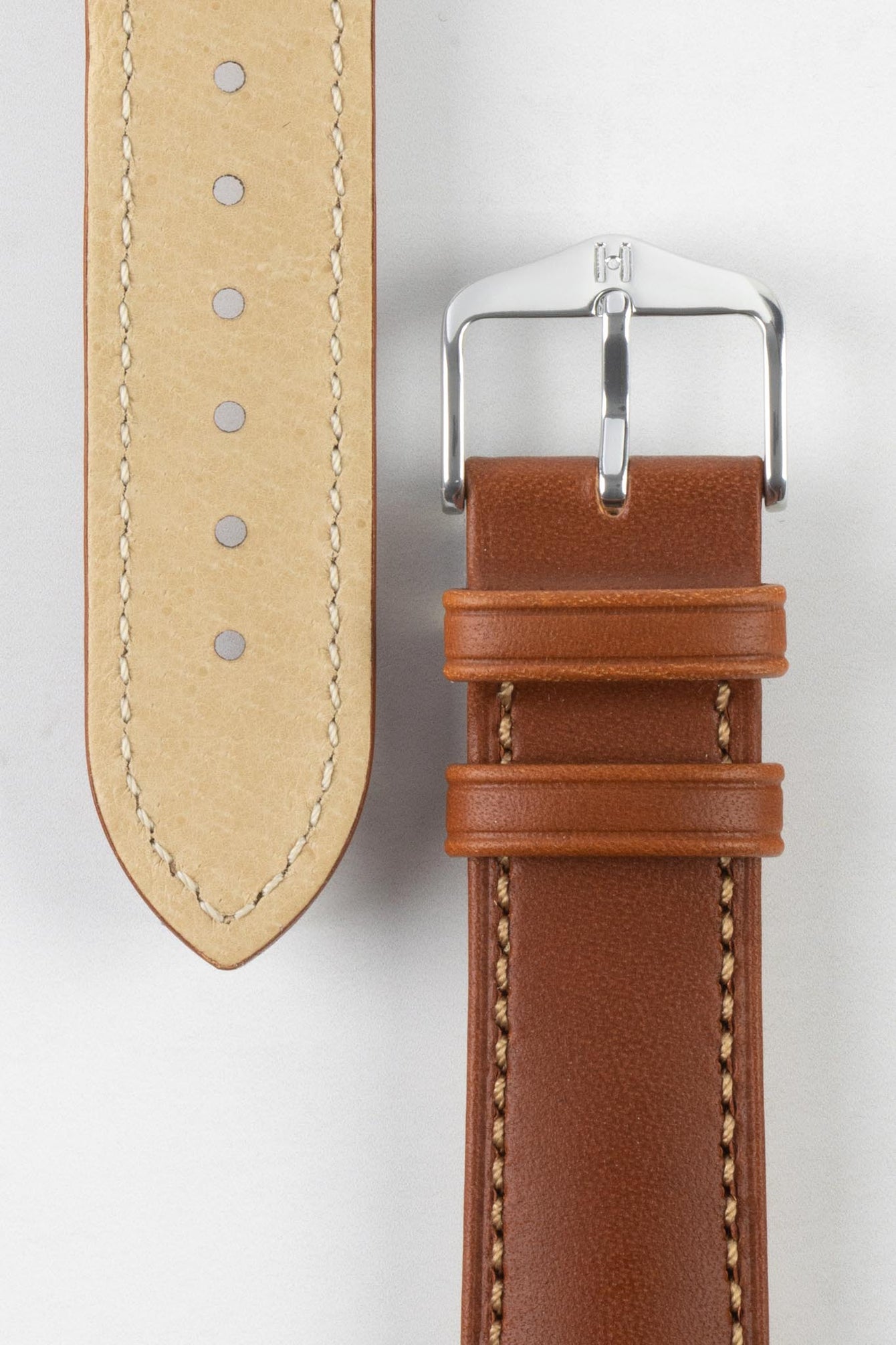 Hirsch KENT Textured Natural Leather Watch Strap in GOLD BROWN