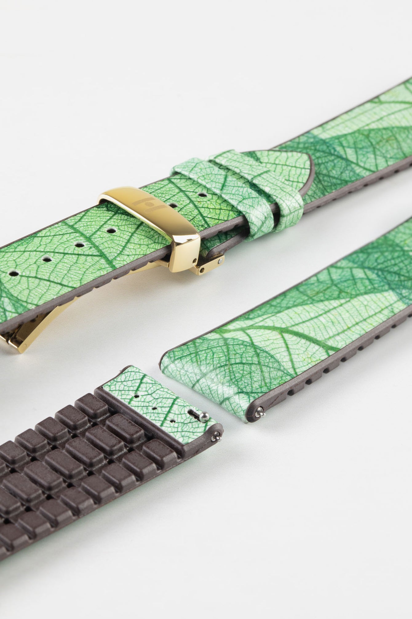 Hirsch LEAF Vegan Performance Rubber Watch Strap in GREEN