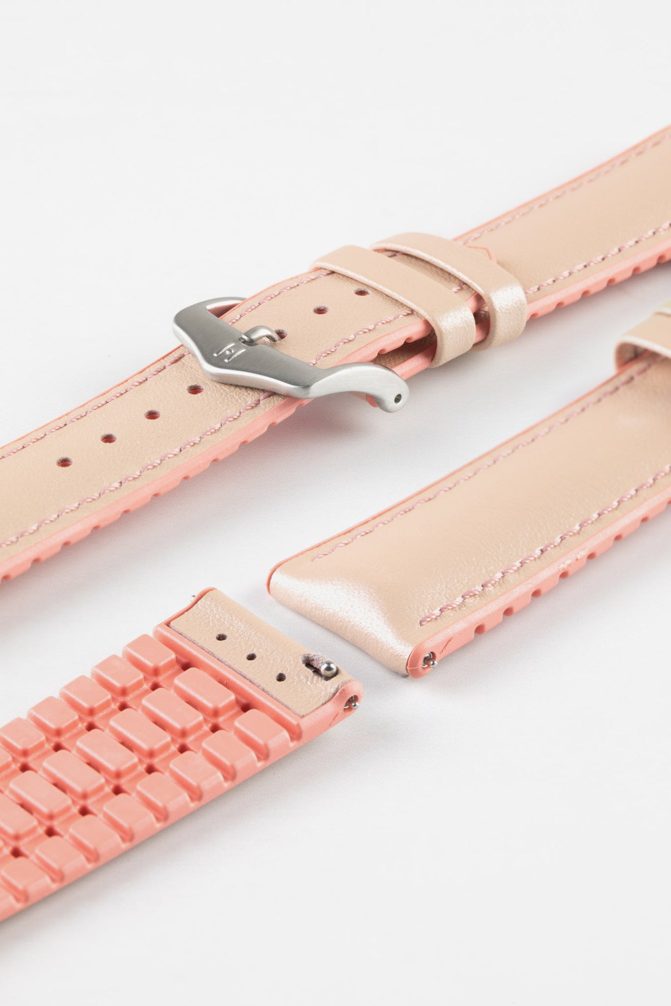 Hirsch LINDSEY Ladies Leather & Rubber Performance Watch Strap in ROSE/APRICOT