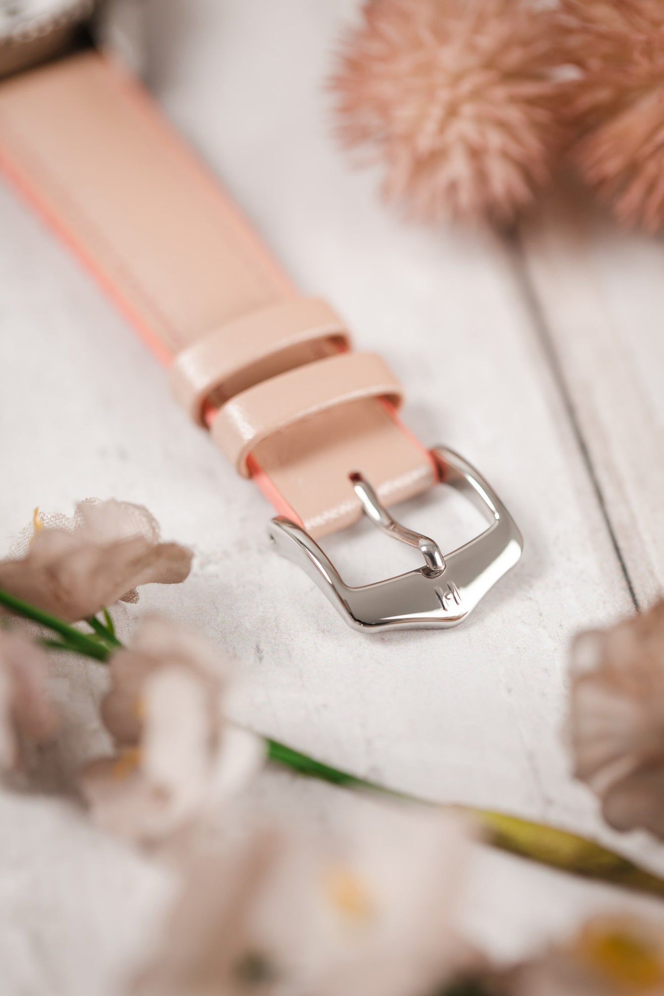 Hirsch LINDSEY Ladies Leather & Rubber Performance Watch Strap in ROSE/APRICOT