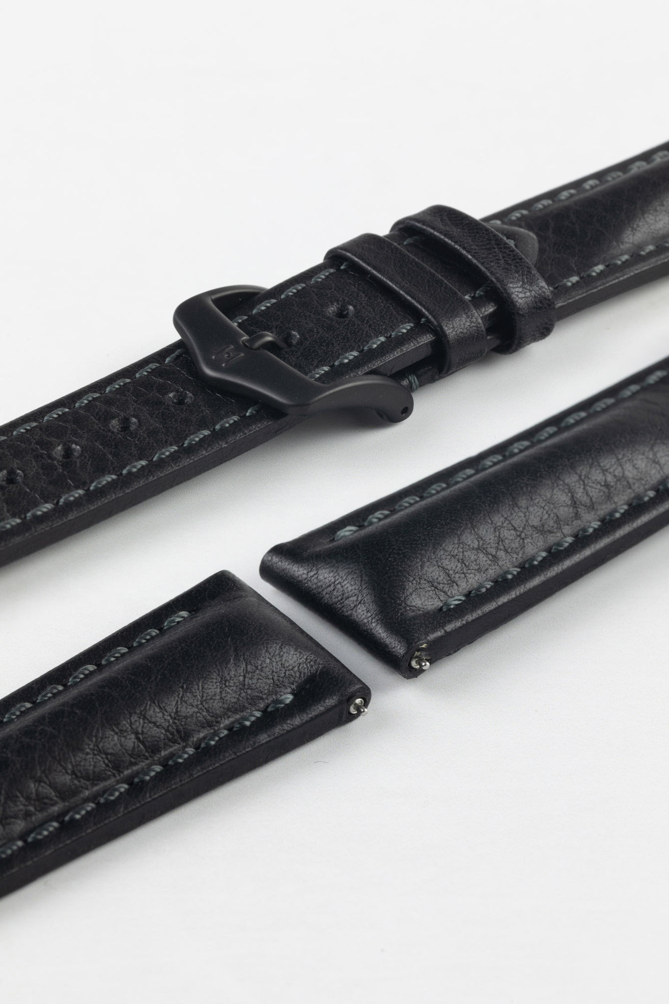 Hirsch LUCCA Black Tuscan Leather Watch Strap