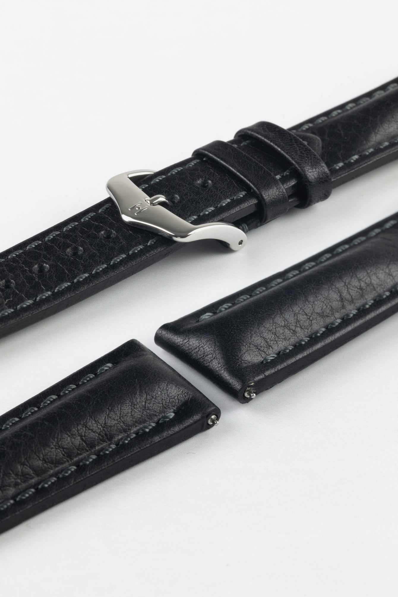 Hirsch LUCCA Black Tuscan Leather Watch Strap