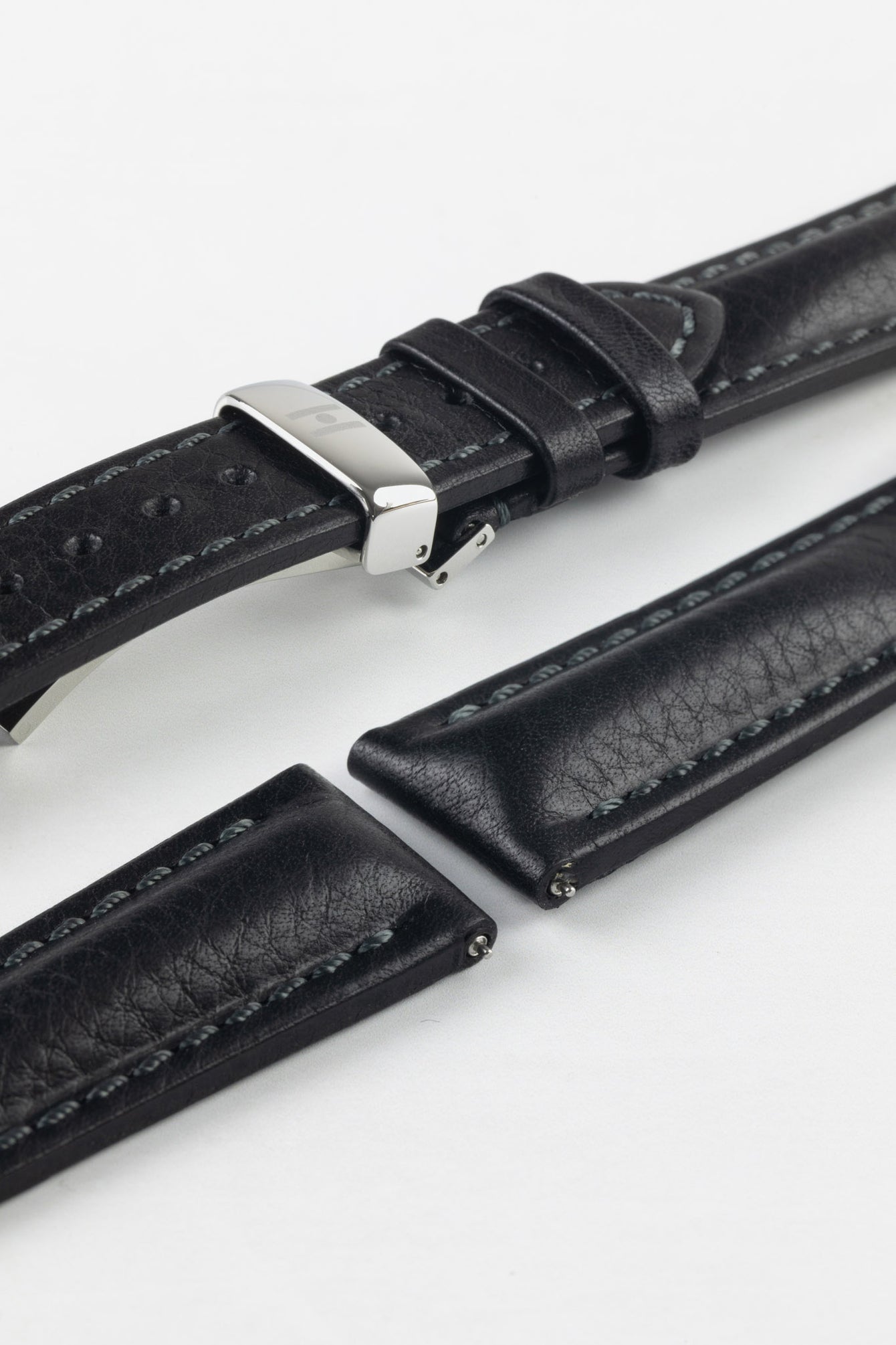 Hirsch LUCCA Black Tuscan Leather Watch Strap