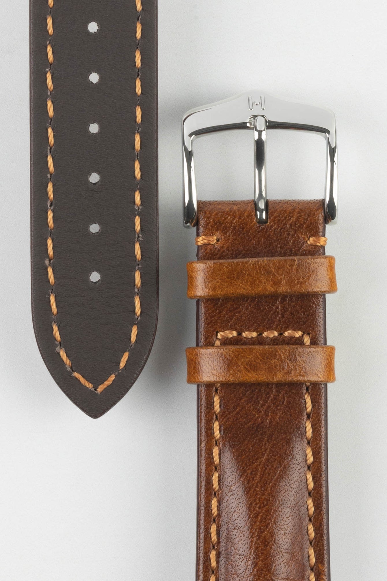 Hirsch LUCCA Tuscan Leather Watch Strap in GOLD BROWN