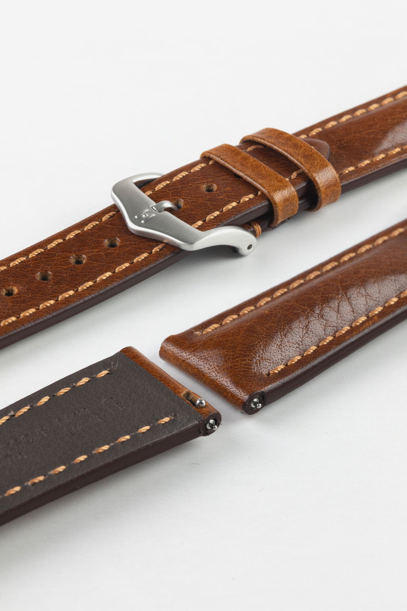 Hirsch LUCCA Tuscan Leather Watch Strap in GOLD BROWN