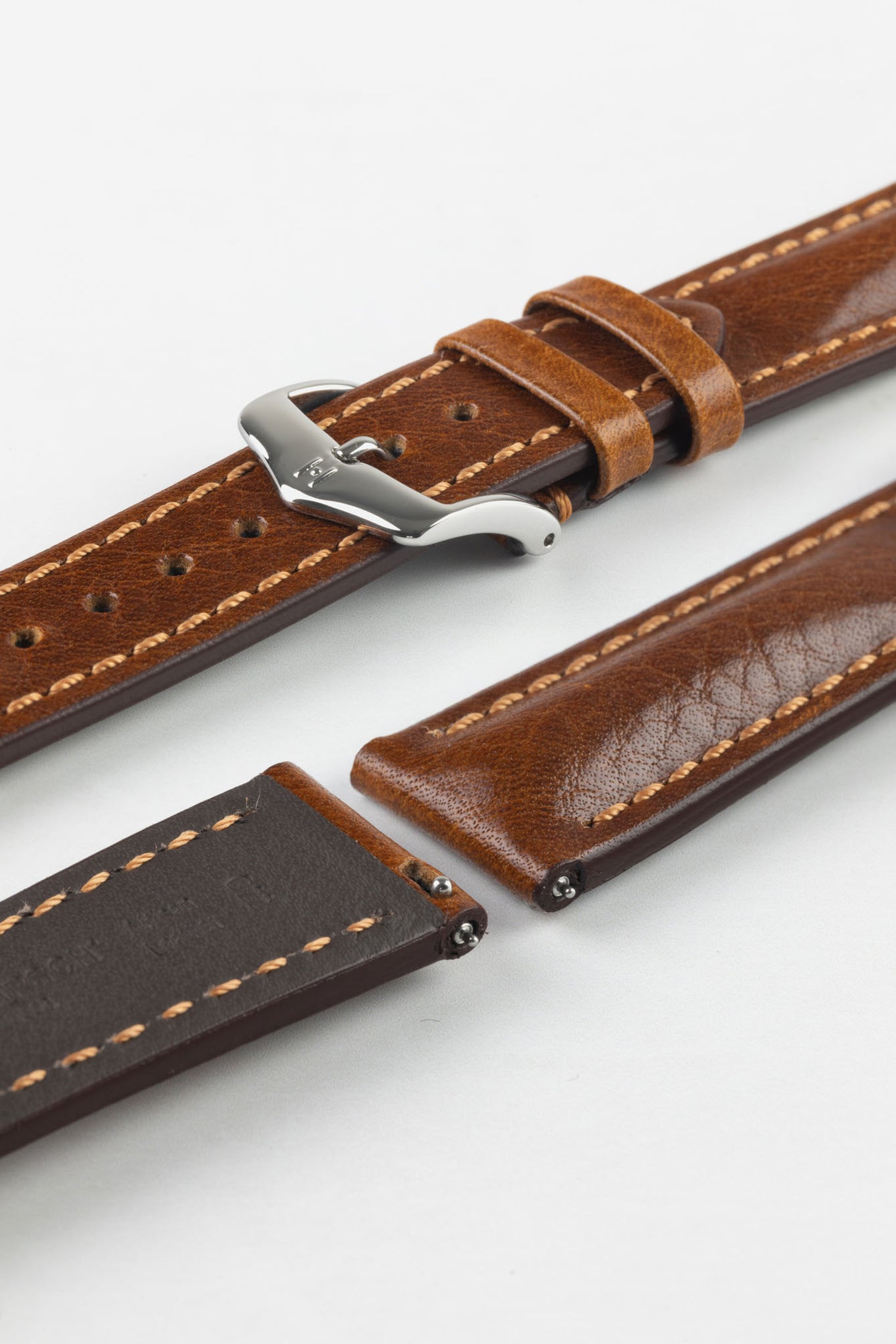 Hirsch LUCCA Tuscan Leather Watch Strap in GOLD BROWN