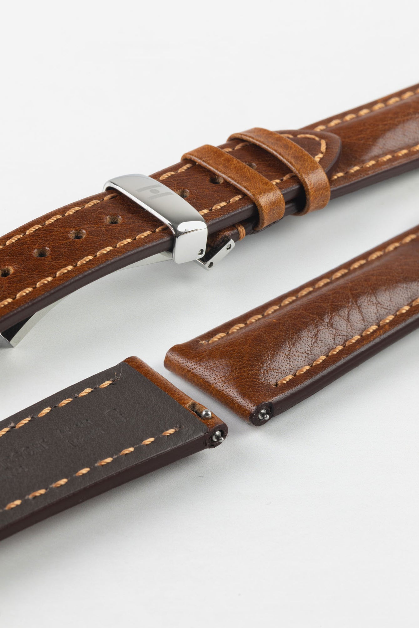 Hirsch LUCCA Tuscan Leather Watch Strap in GOLD BROWN