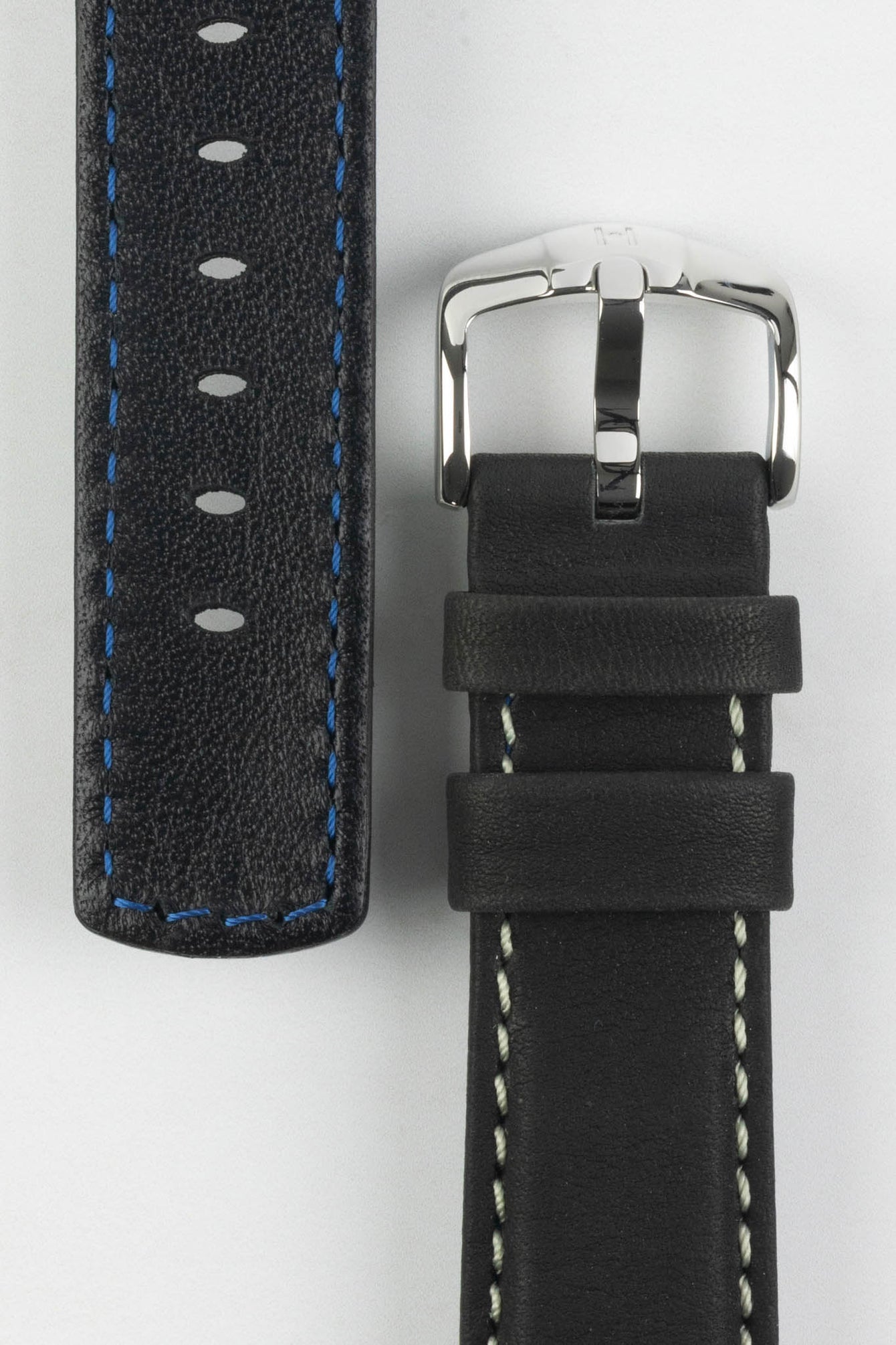 Hirsch MARINER Waterproof Leather Watch Strap in BLACK