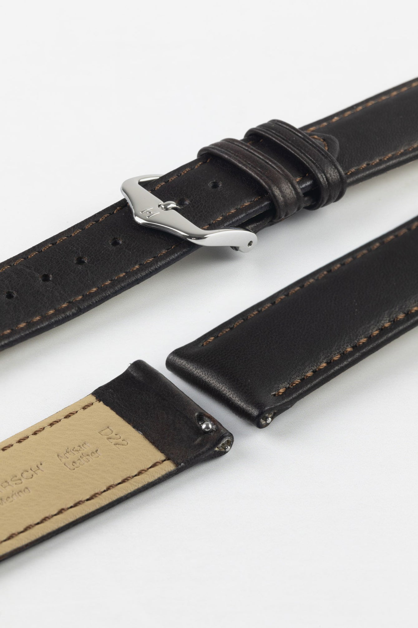 Hirsch MERINO Nappa Leather Watch Strap in BROWN