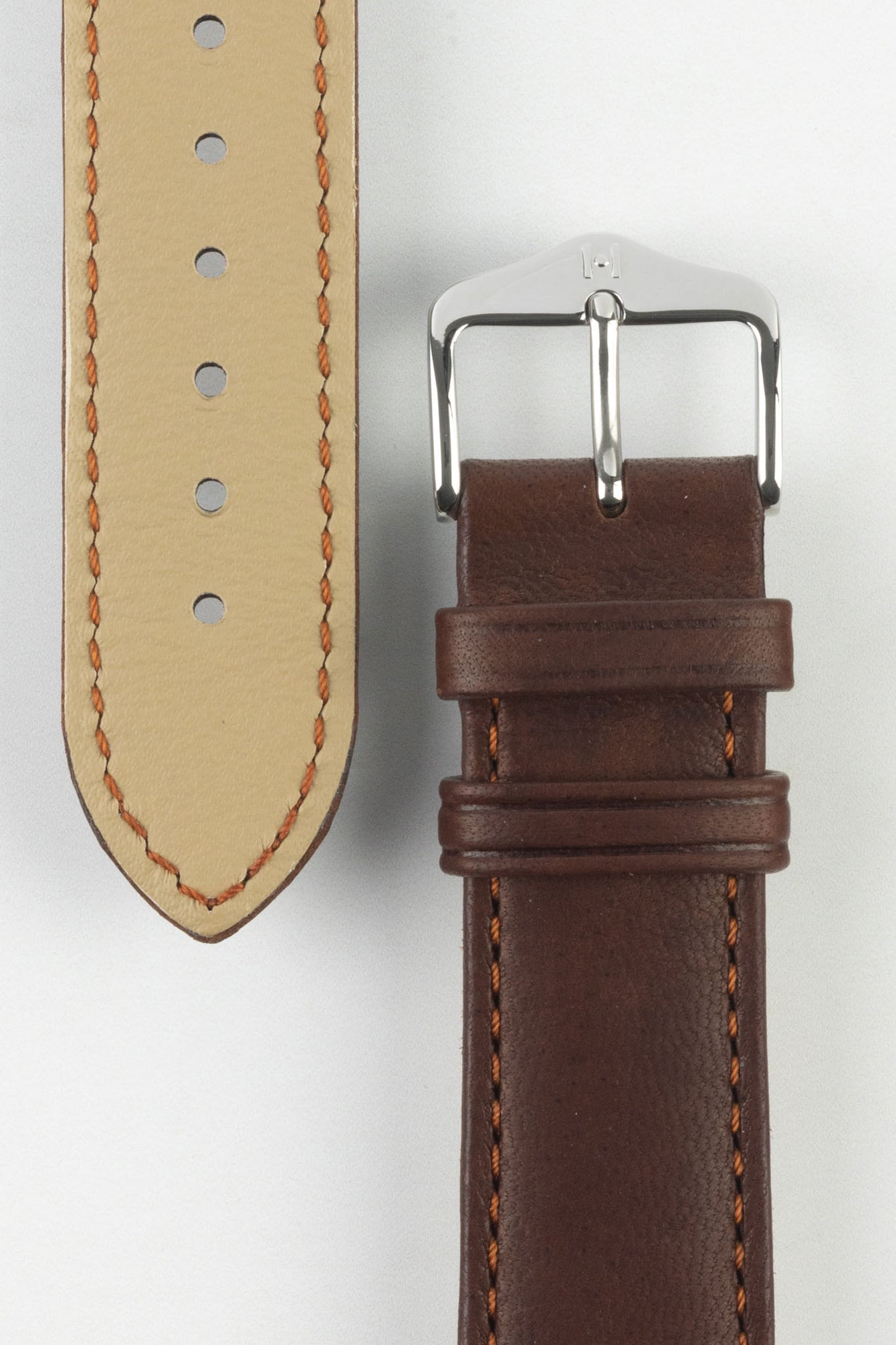 Hirsch MERINO Nappa Leather Watch Strap in GOLD BROWN