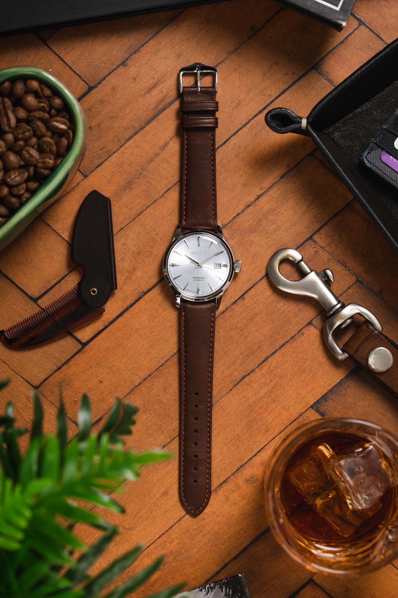 Hirsch MERINO Nappa Leather Watch Strap in GOLD BROWN