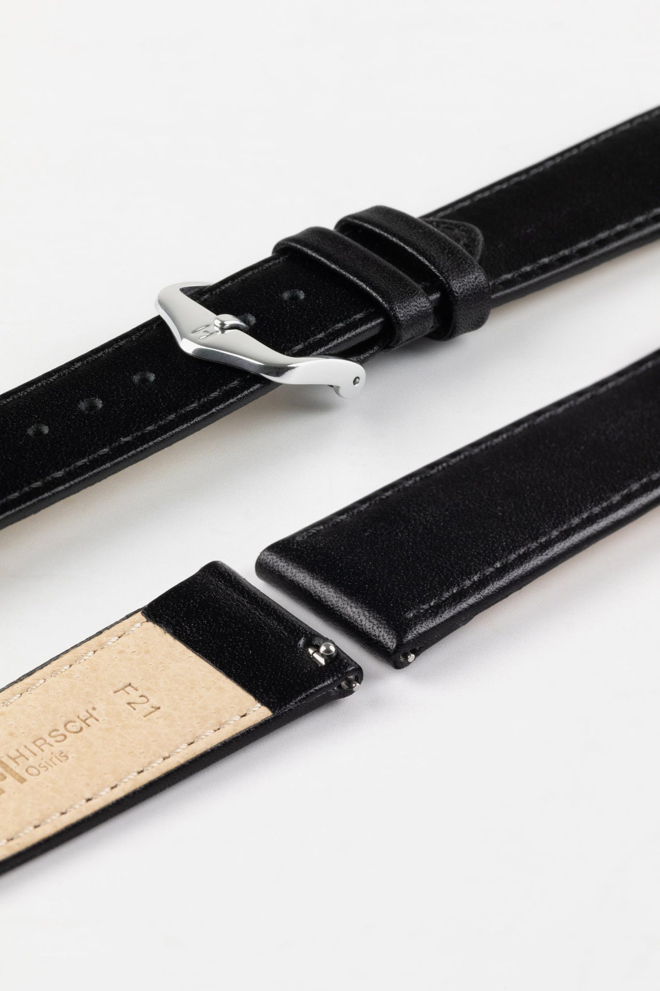 Hirsch OSIRIS Black Quick-Release Calf Leather Watch Strap