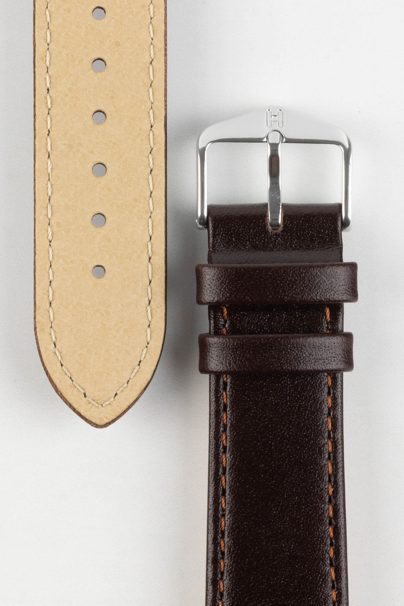 Hirsch OSIRIS Calf Leather Watch Strap in BROWN