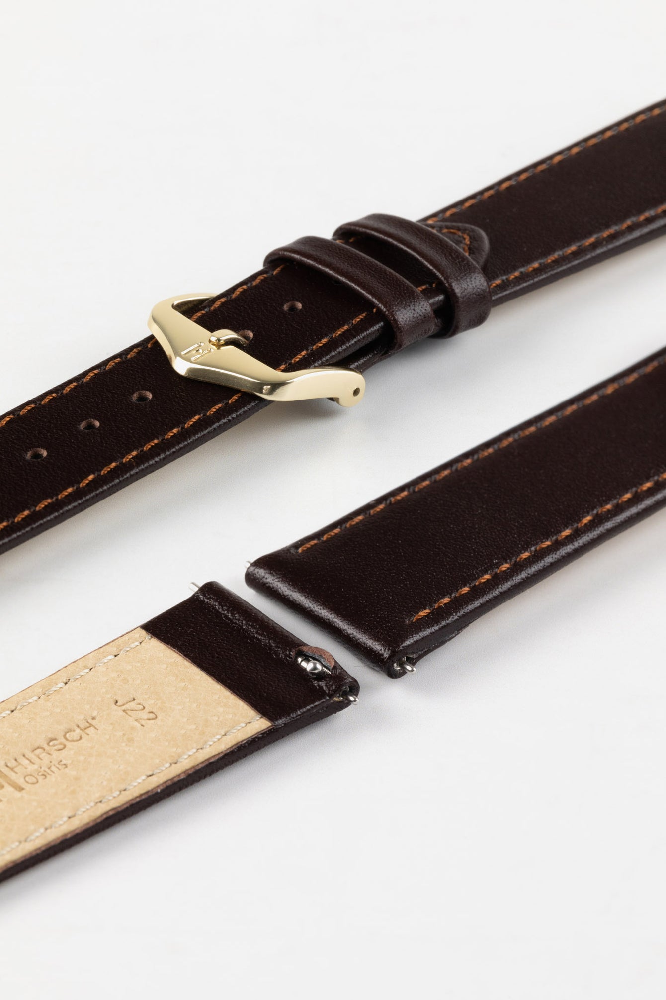 Hirsch OSIRIS Calf Leather Watch Strap in BROWN